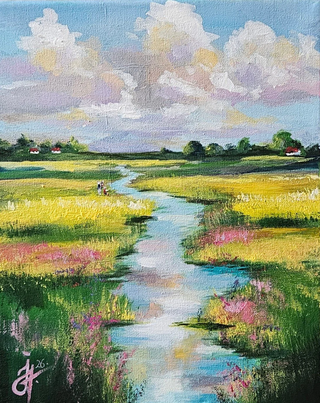 Obraz "Letný deň pri vode"- rozmer 24x30 cm