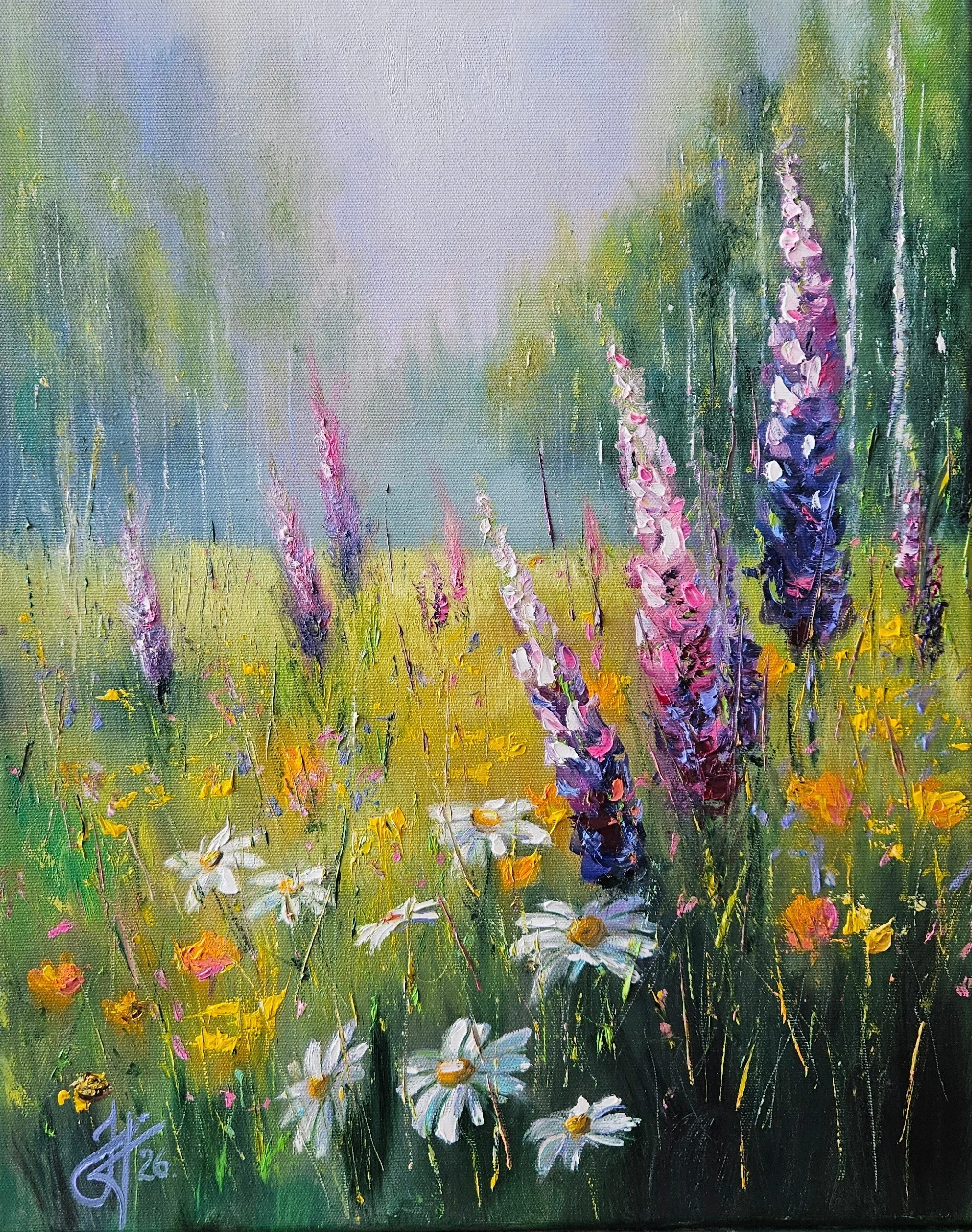 Obraz "Lupínie na lúke" - 40 x 50 cm