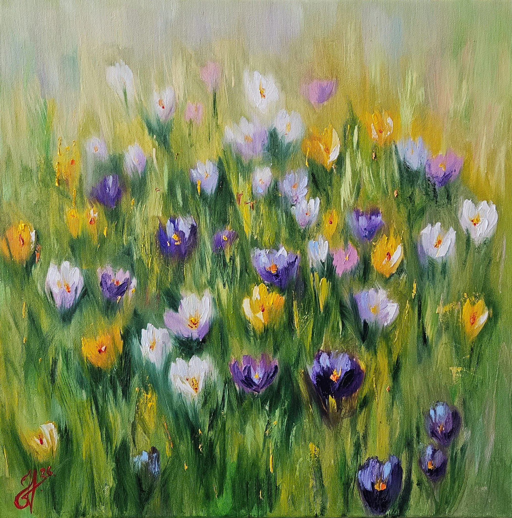 Obraz "Krokusy"- rozmer 50x50 cm