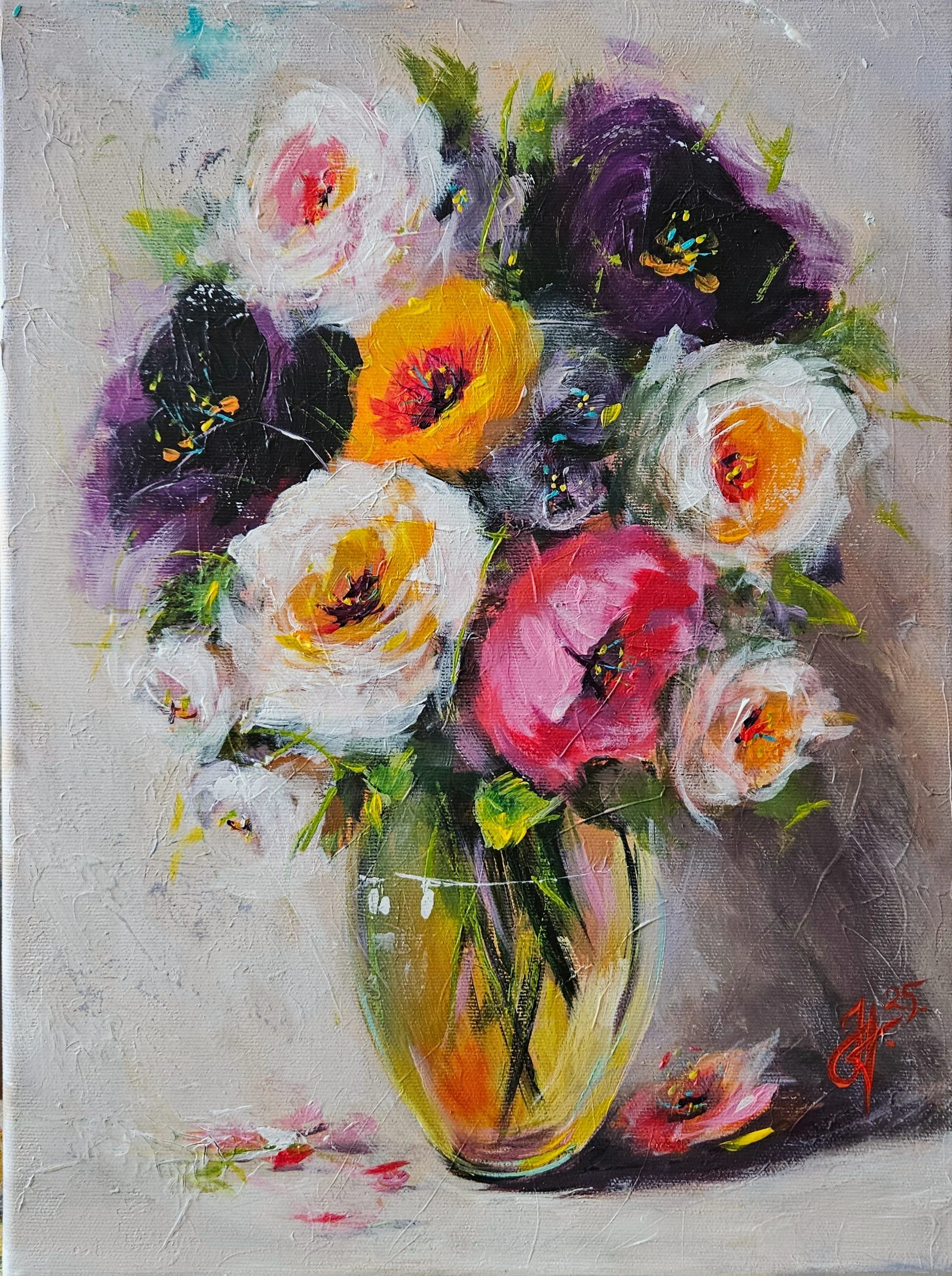 Obraz "Kvety vo váze" - rozmer 30x40 cm