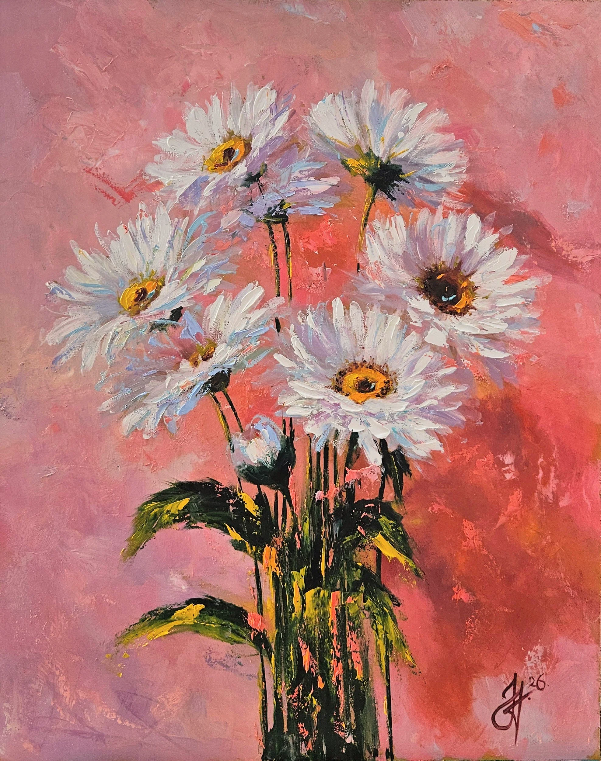 Obraz "Biele margaréty"- rozmer 40x50 cm