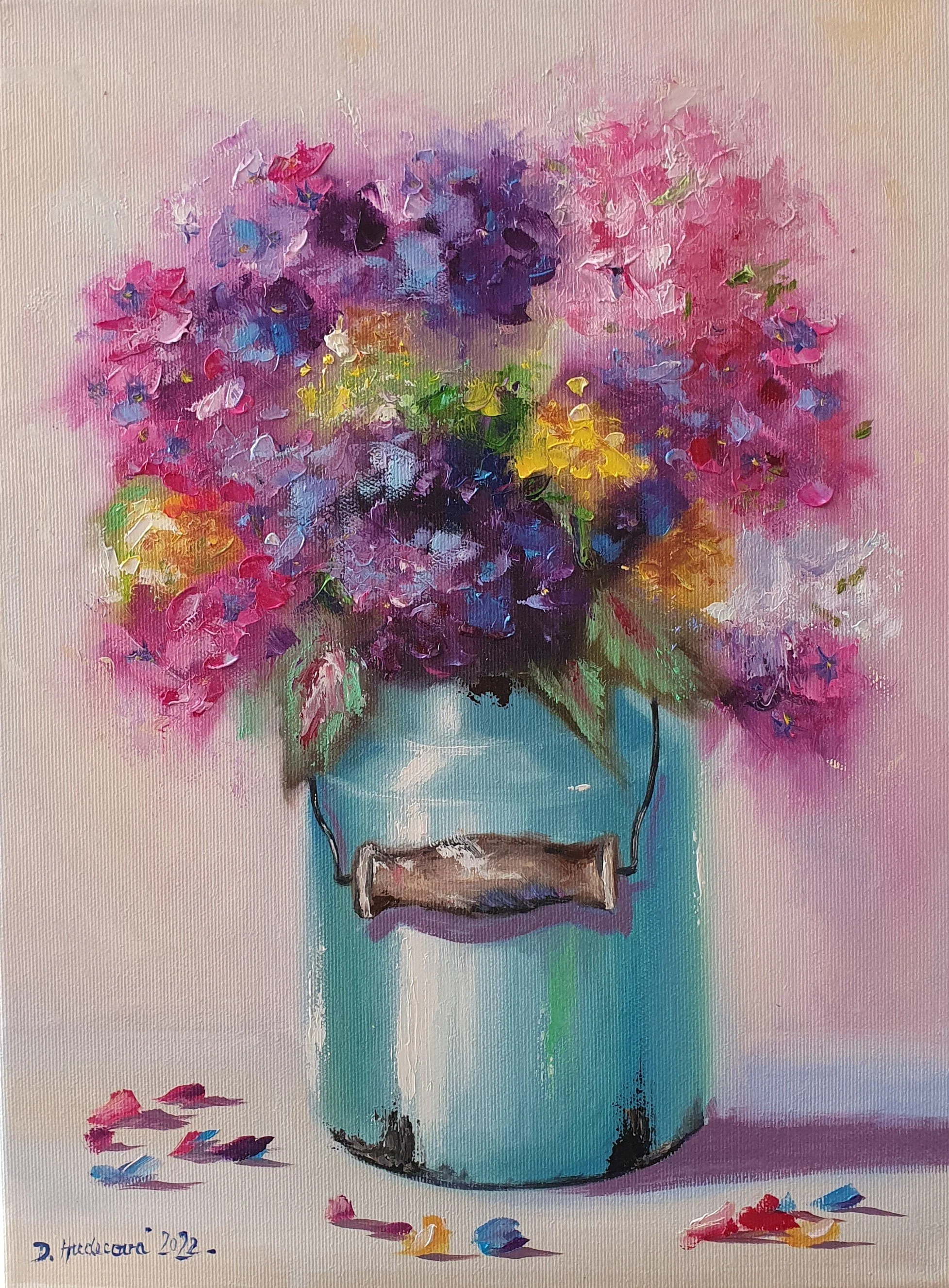 Obraz Letné kvety v konvičke. Vintage style