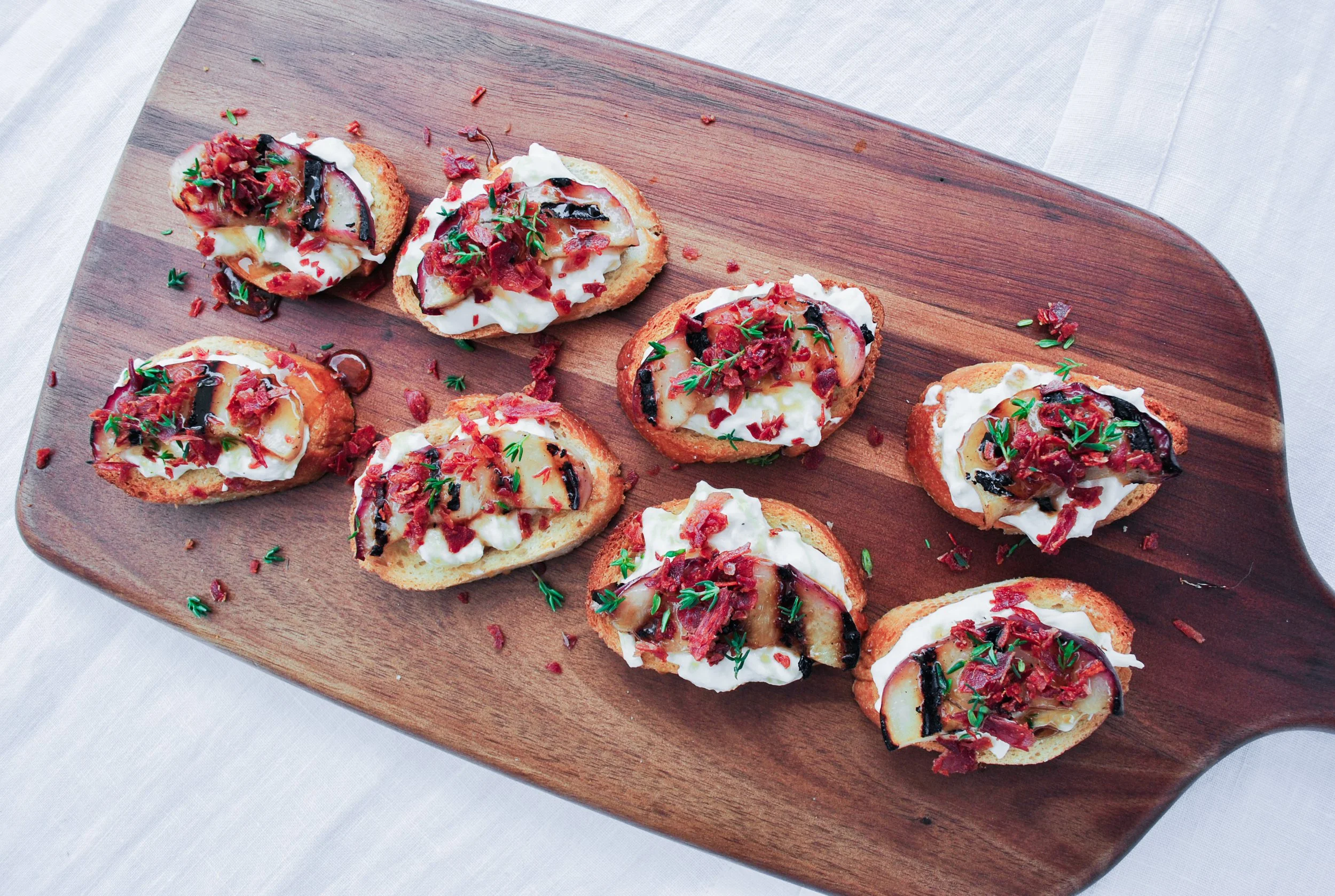 Burrata & Grilled Peach Crostini