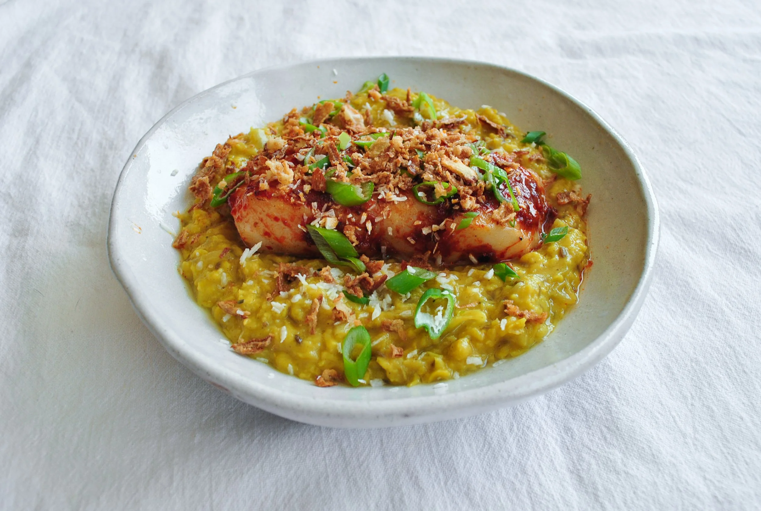 Sambal Cod with Coconut Dal