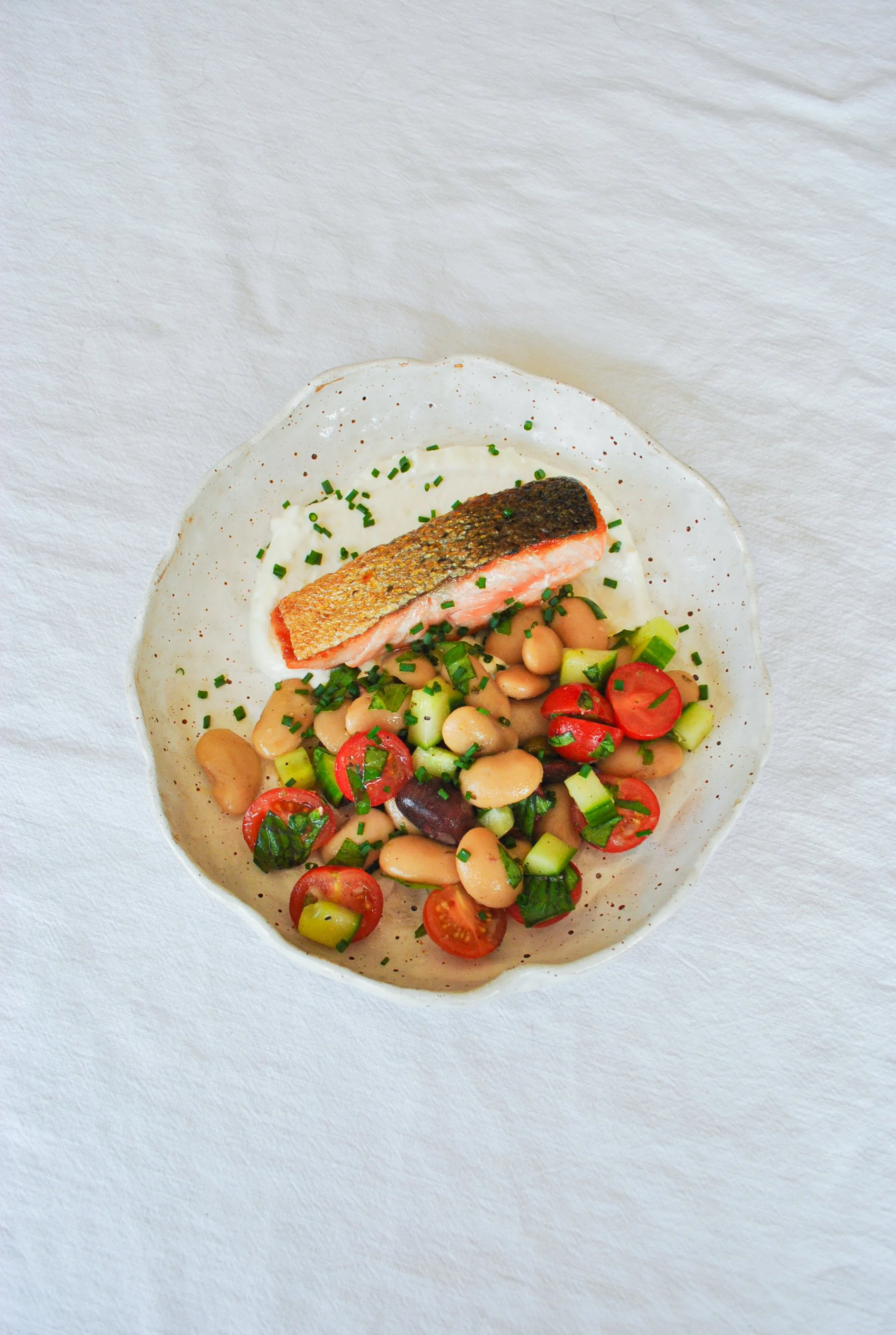 Crispy-Skin Salmon with Butter Bean Salad
