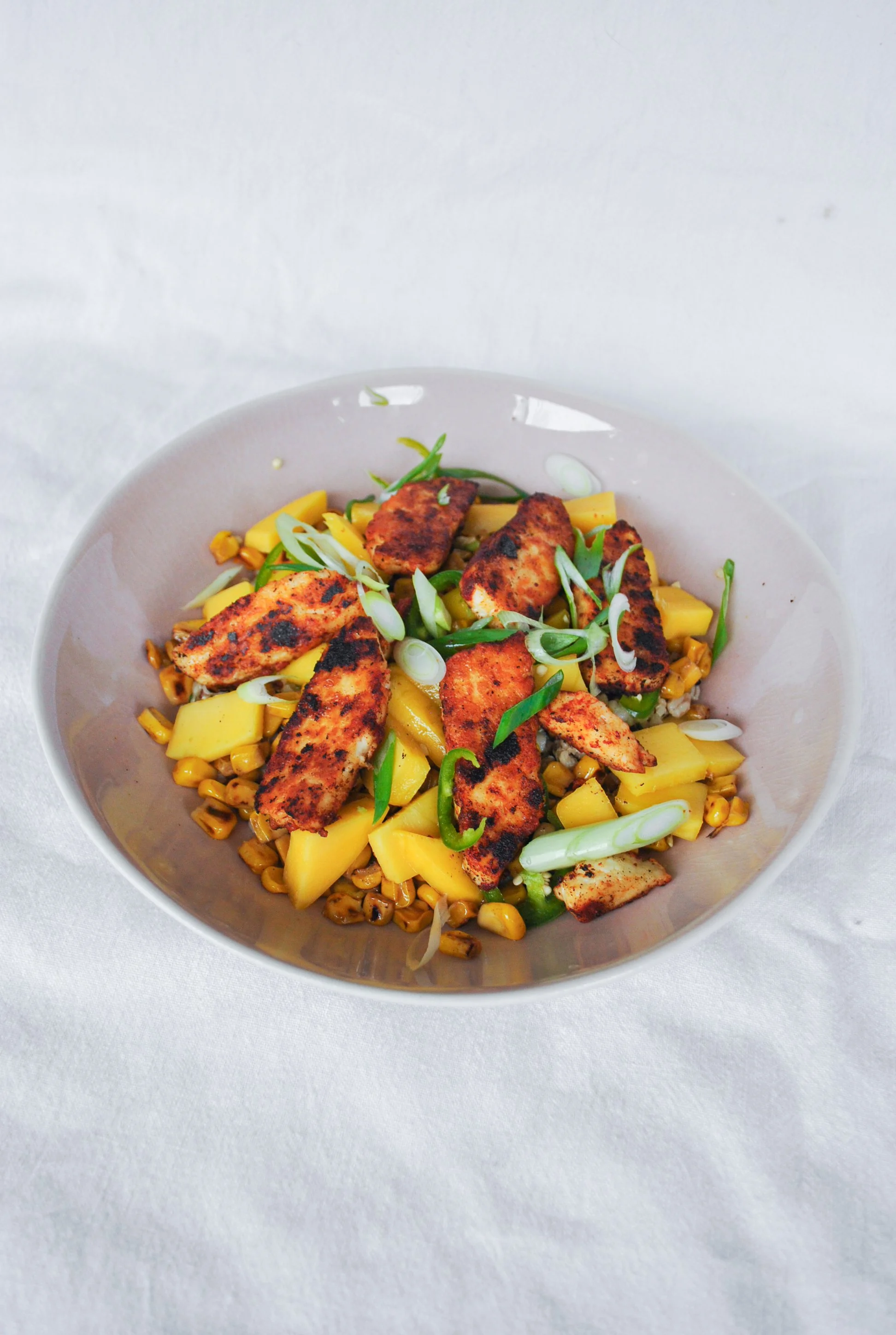 Mango, Halloumi & Corn Grain Salad
