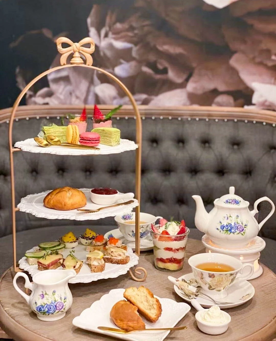 Indulge yourself in a three-tiered ribbon Afternoon Tea in our East Village (204 E 10th St) location! With the option of cold or hot free-flow of tea, this set is serving daily from 12 PM - 6 PM. 
⁠
We are using the imported loose-leaf and every pots