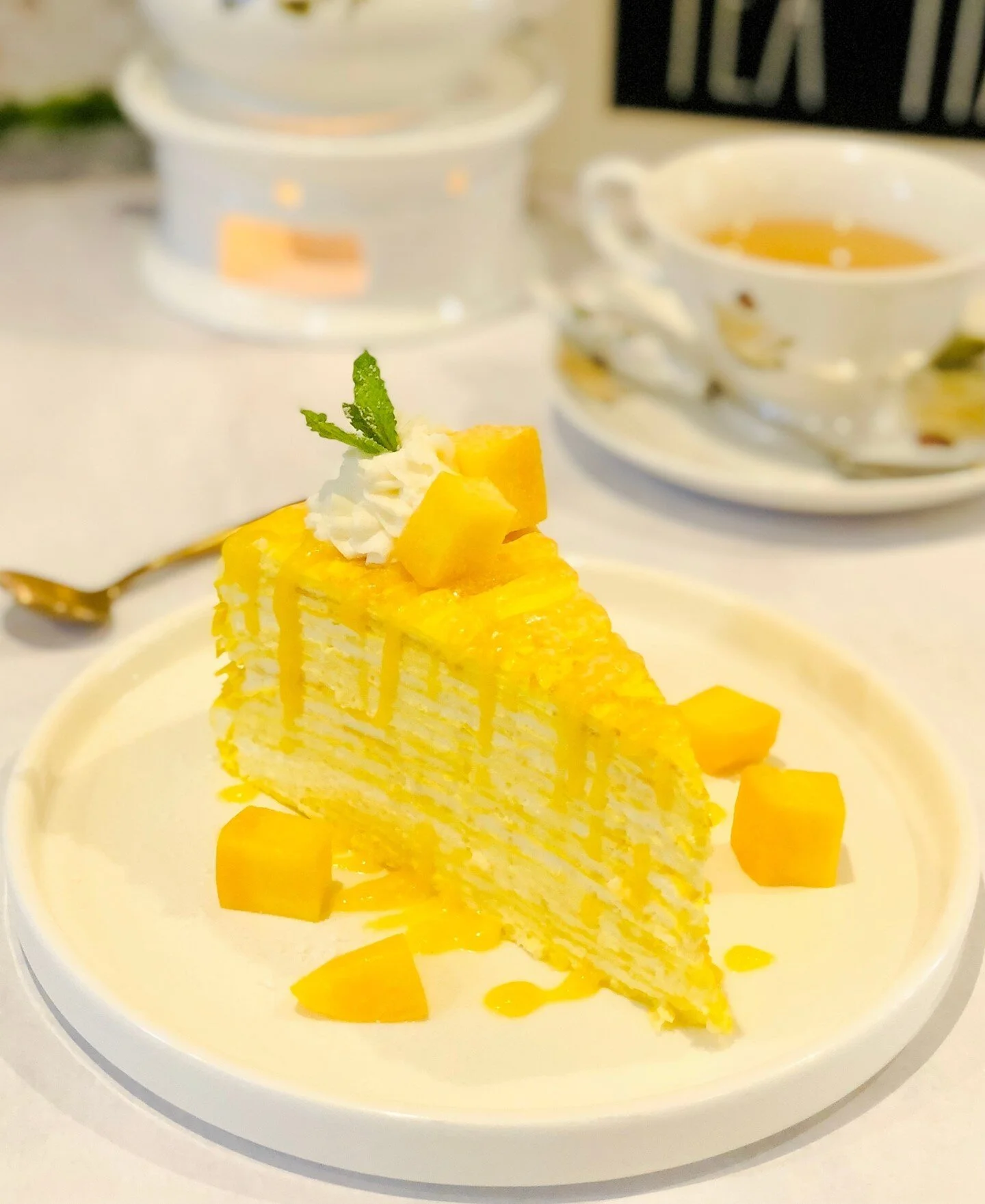 🤫 Spill the tea, Mango Mille Cr&ecirc;pes Cake is back on the menu NOW! Order one of the most demanded/seasoned dessert of ours! JOIN the clan! 💛💜⁠
⁠
All 9 locations are serving this. This is also available for delivery, visit our website: www.pri
