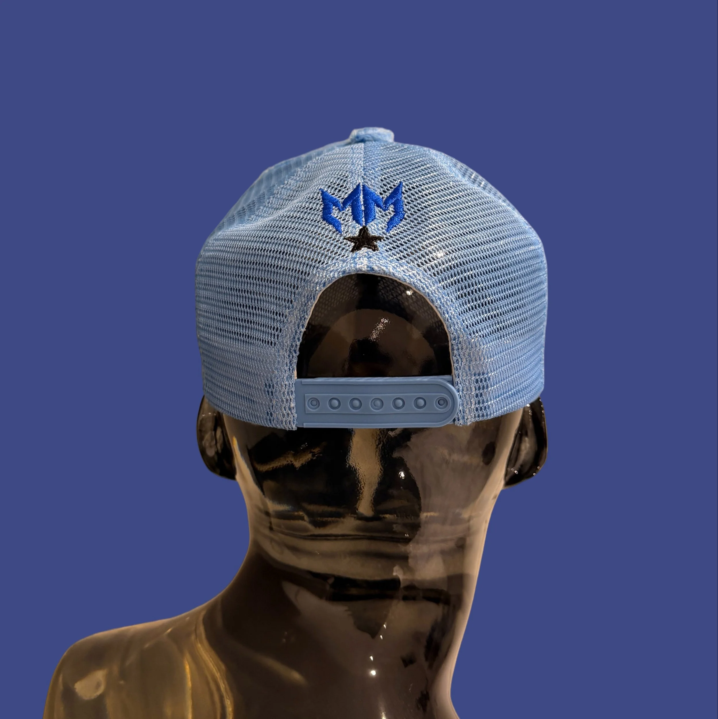 BABY BLUE . POLKA DOT MIC HAT, BASEBALL CAP