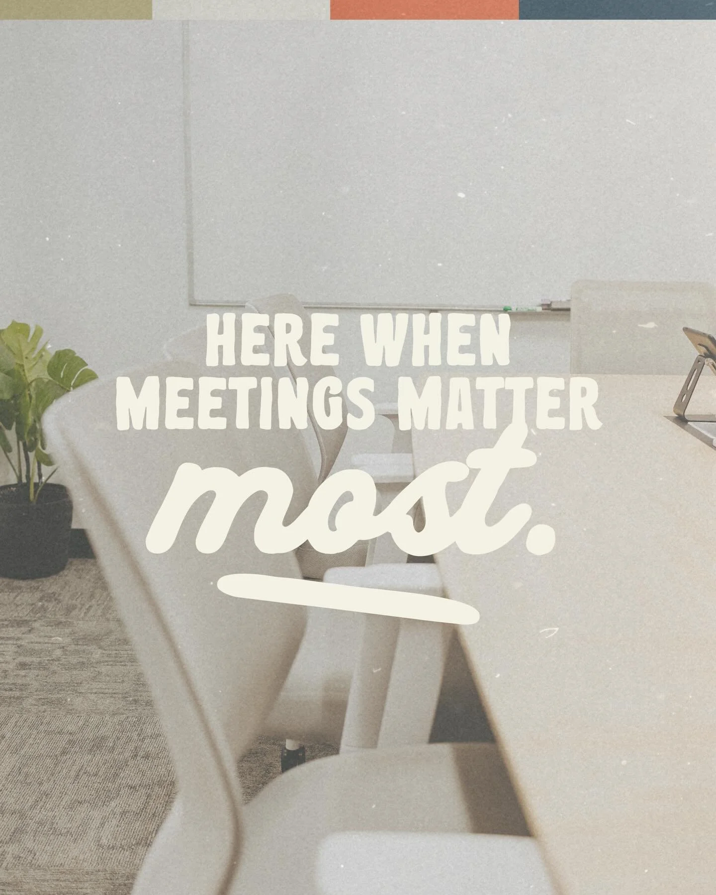 Tired of stale team meetings? Looking for a spot to meet one-on-one with a client? Have an important video call and need to get out of your noisy house?

We&rsquo;ve got you covered!

You can rent and reserve our conference room, meeting room, or pri