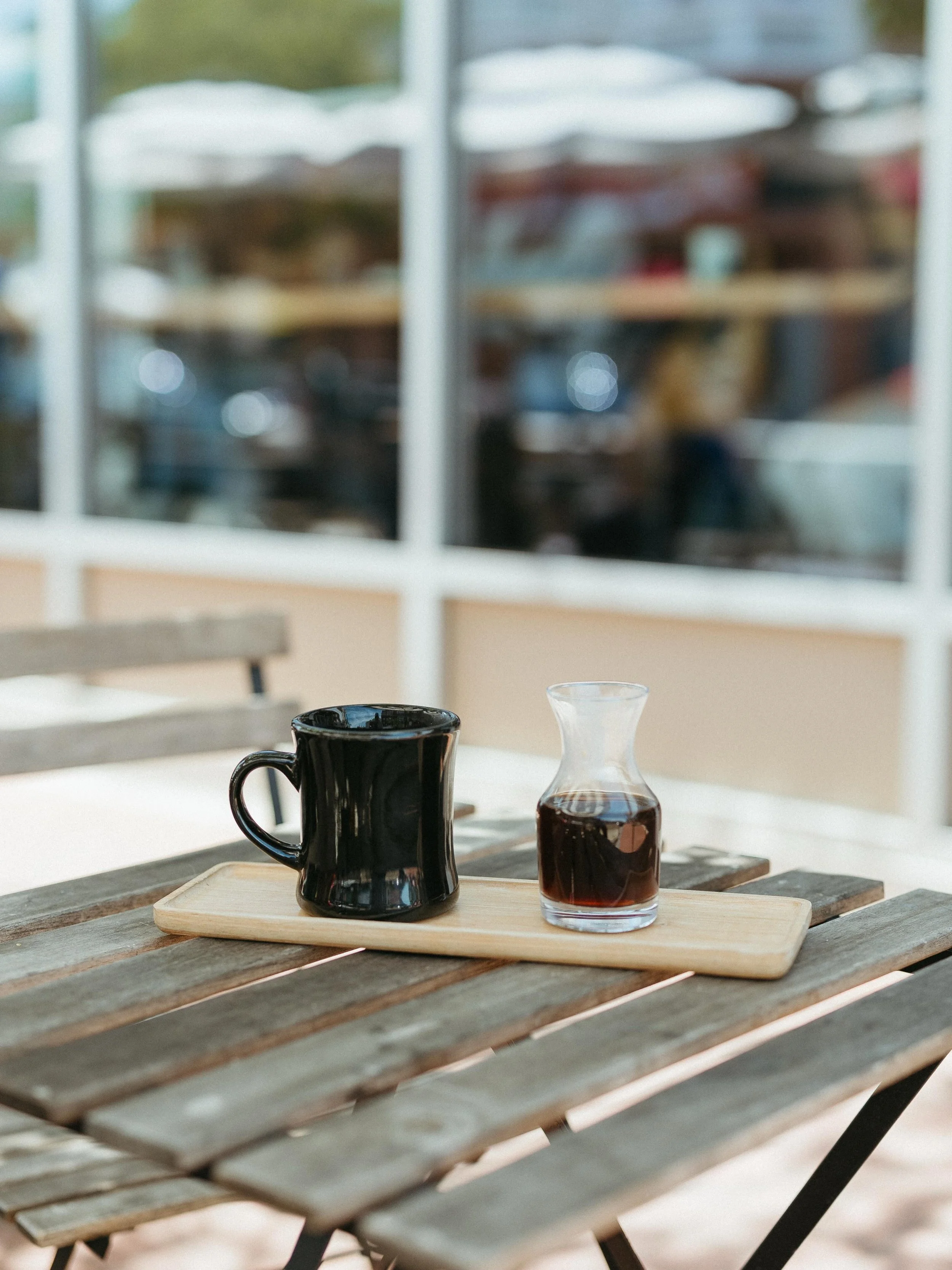 Quality coffee should invite us to slow down. Patio season is a great time to pause and linger for a bit. 

Our pour-over menu always has single-origin coffees that provide a unique taste of the world and offer you a moment to savor the complexity an