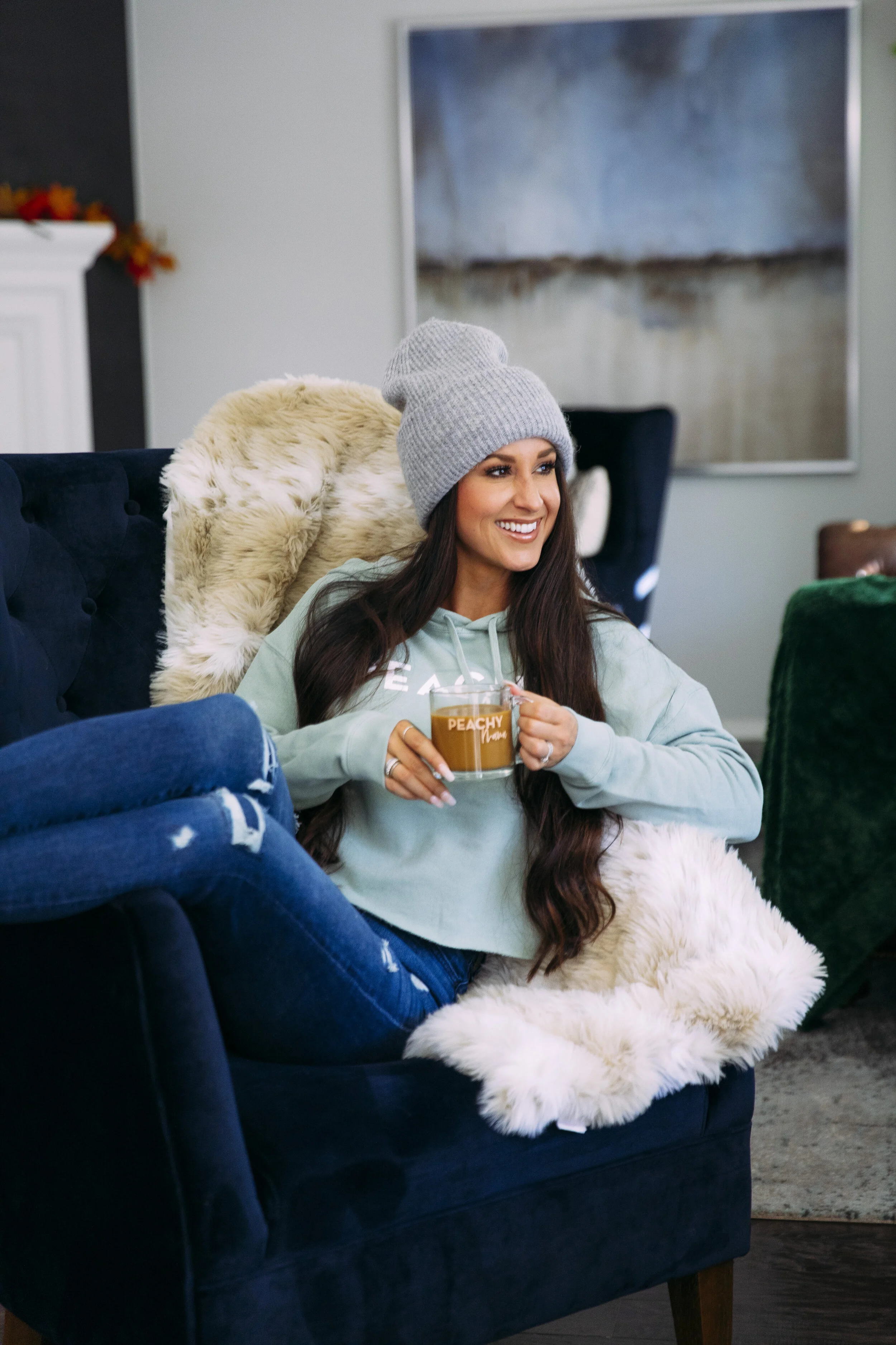 Peachy Mama Sweatshirt Crop