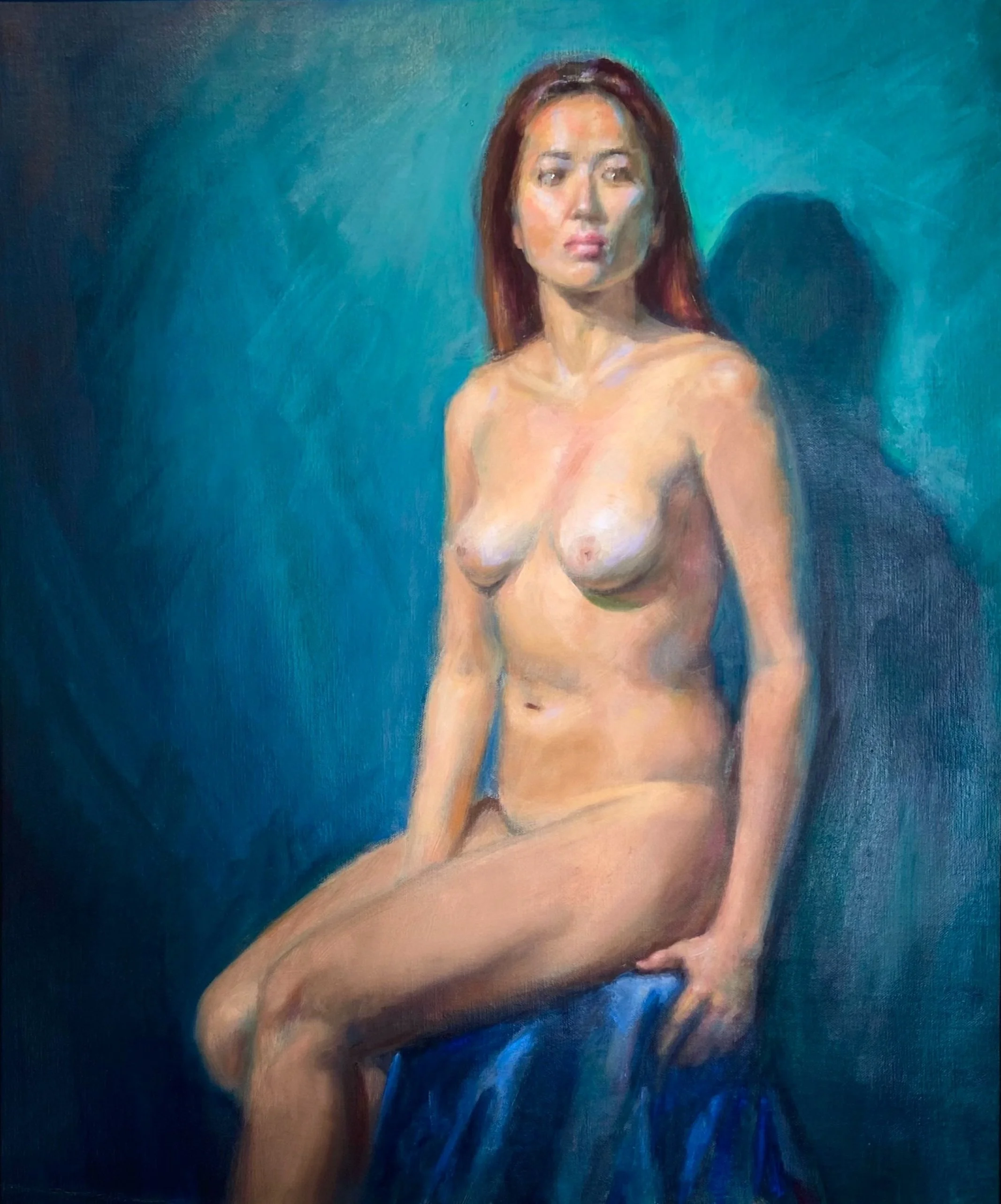 CYNTHIA - STUDIO LIGHT   
 Medium: Oil on Canvas  
Size: 28 in x 21 in (70 cm x 54 cm)