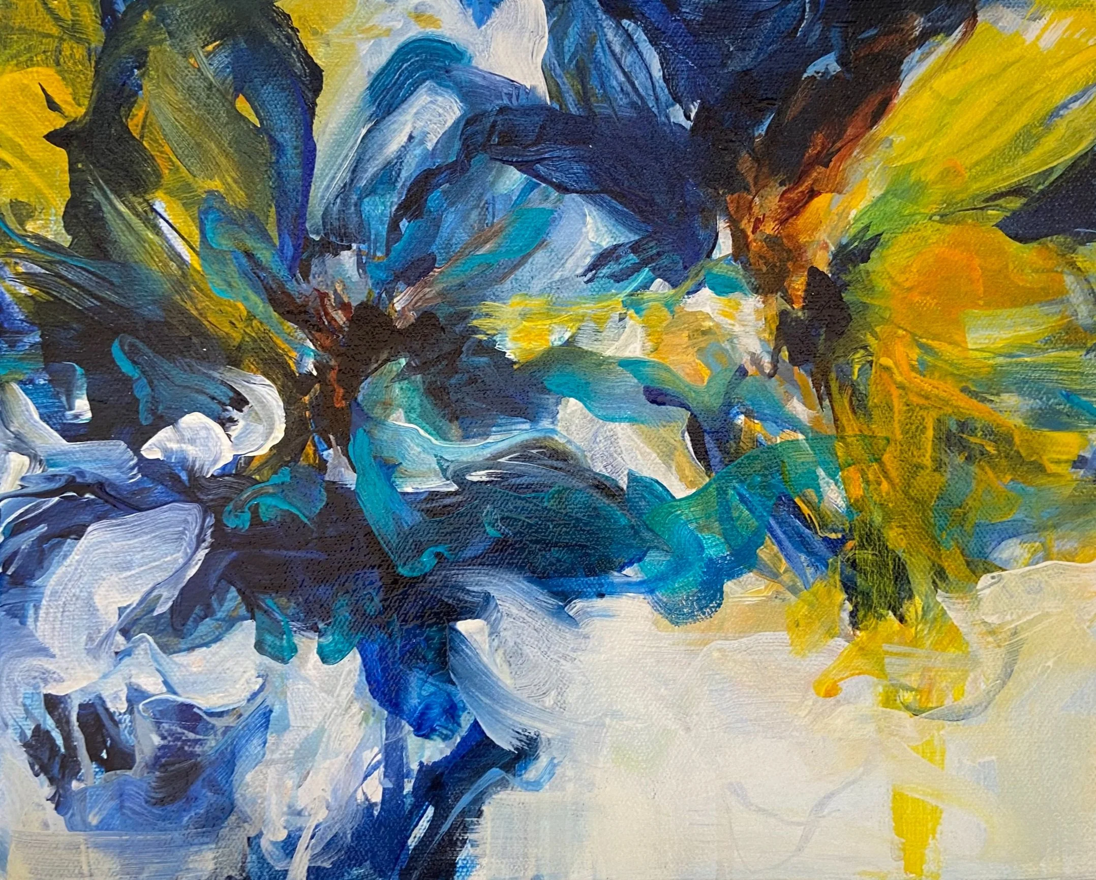 SUNDARK BLUE   
 Medium: Flashe and Oil on Canvas 
Size: 8 in x 10 in (20 cm x 25.5 cm)