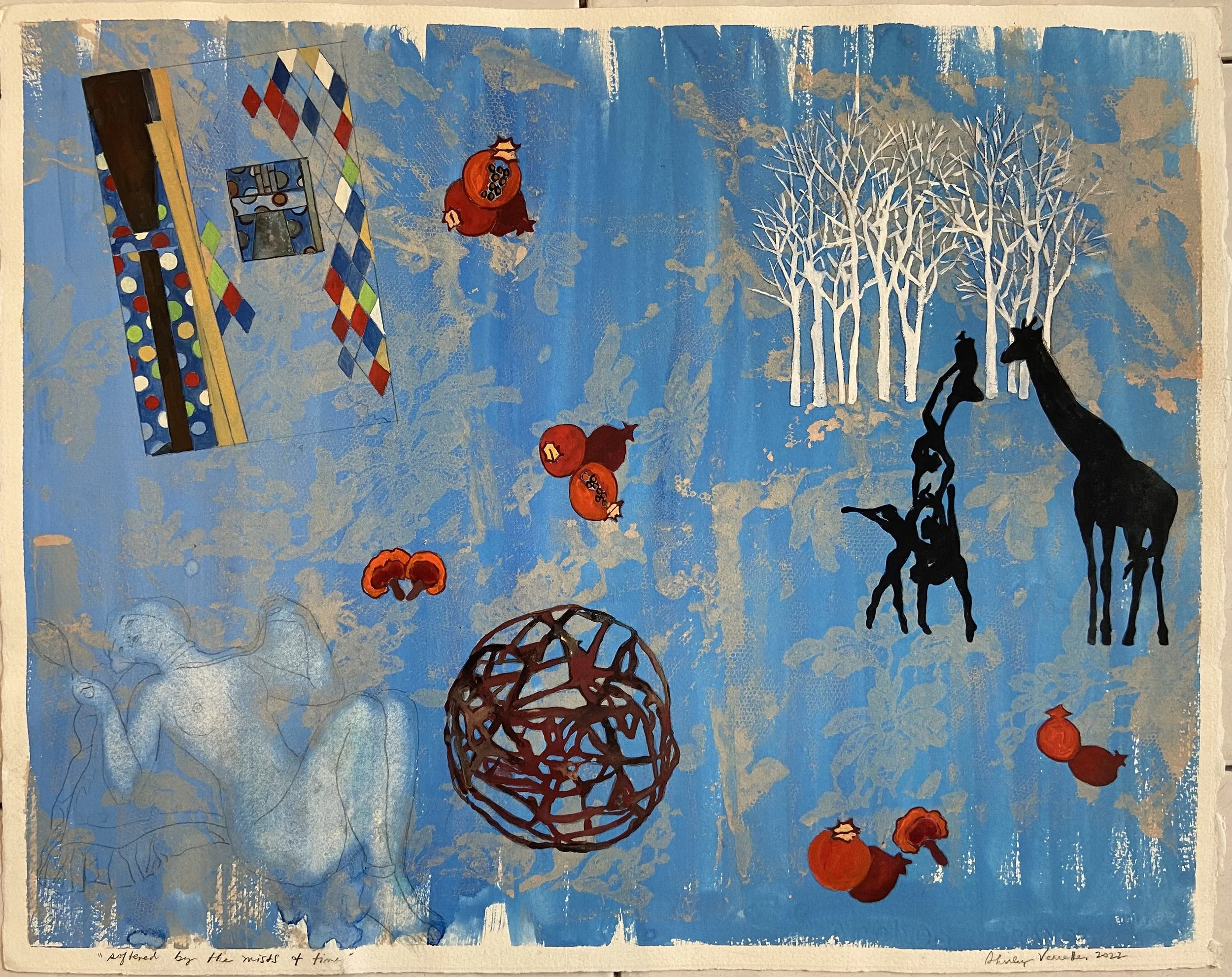 SOFTENED BY THE MISTS OF TIME   
 
Medium: Gouache on Handmade 100% Cotton Paper  
Size: 15.5 in x 20 in (39 cm x 50 cm)