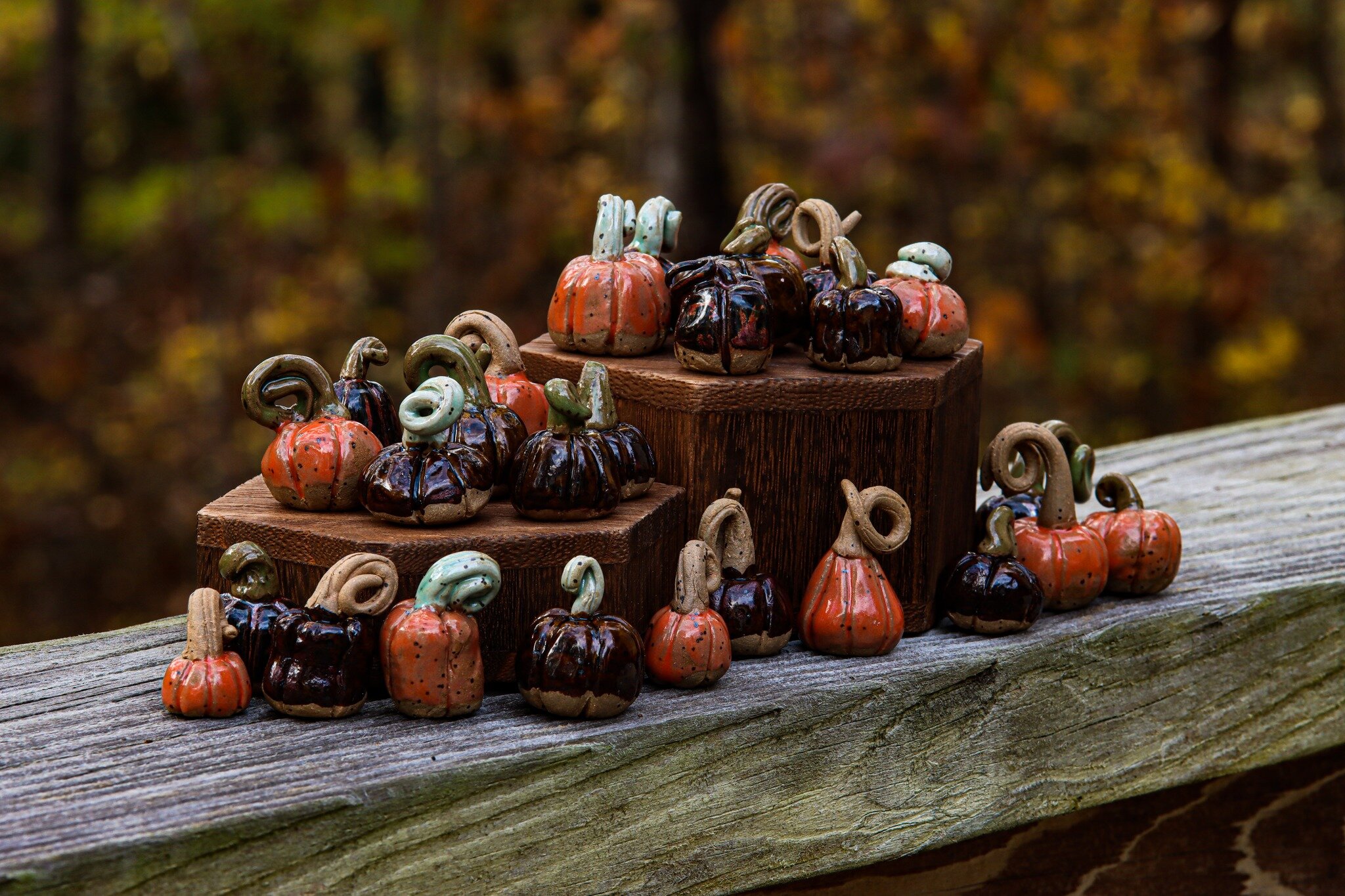 Anything miniature is just the cutest, am I right?!

I had fun making these teeny tiny pumpkins to fill up space in my kiln between all the mugs I've made!

Miniatures like this will be special items for in-person events only, so make sure you snag s