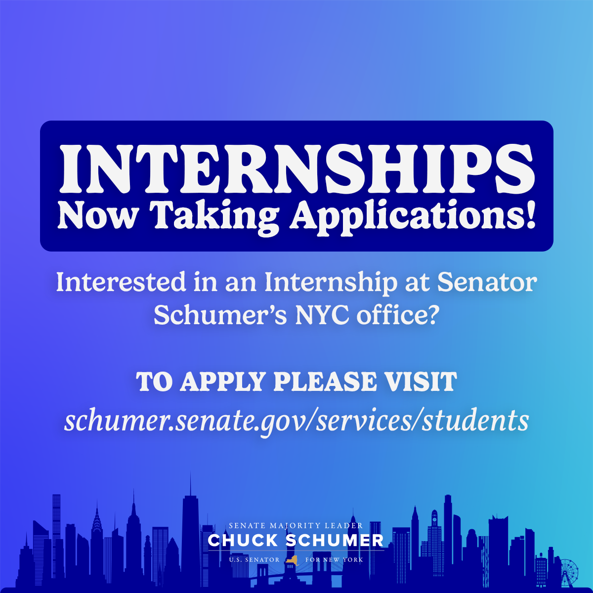 Intern @ Senator Schumer's NYC Office