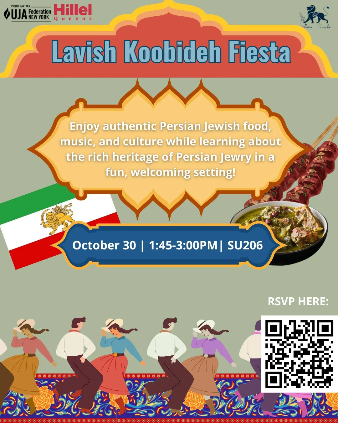 🔥 Spice up your afternoon at the Lavish Koobideh Fiesta! 🍢💃
📅 Wednesday, Oct 30
🕐 1:45–3:00 PM
📍 Ellen Koppelman Lounge – SU 206
🔗 RSVP here: https://tinyurl.com/mubmwsrw