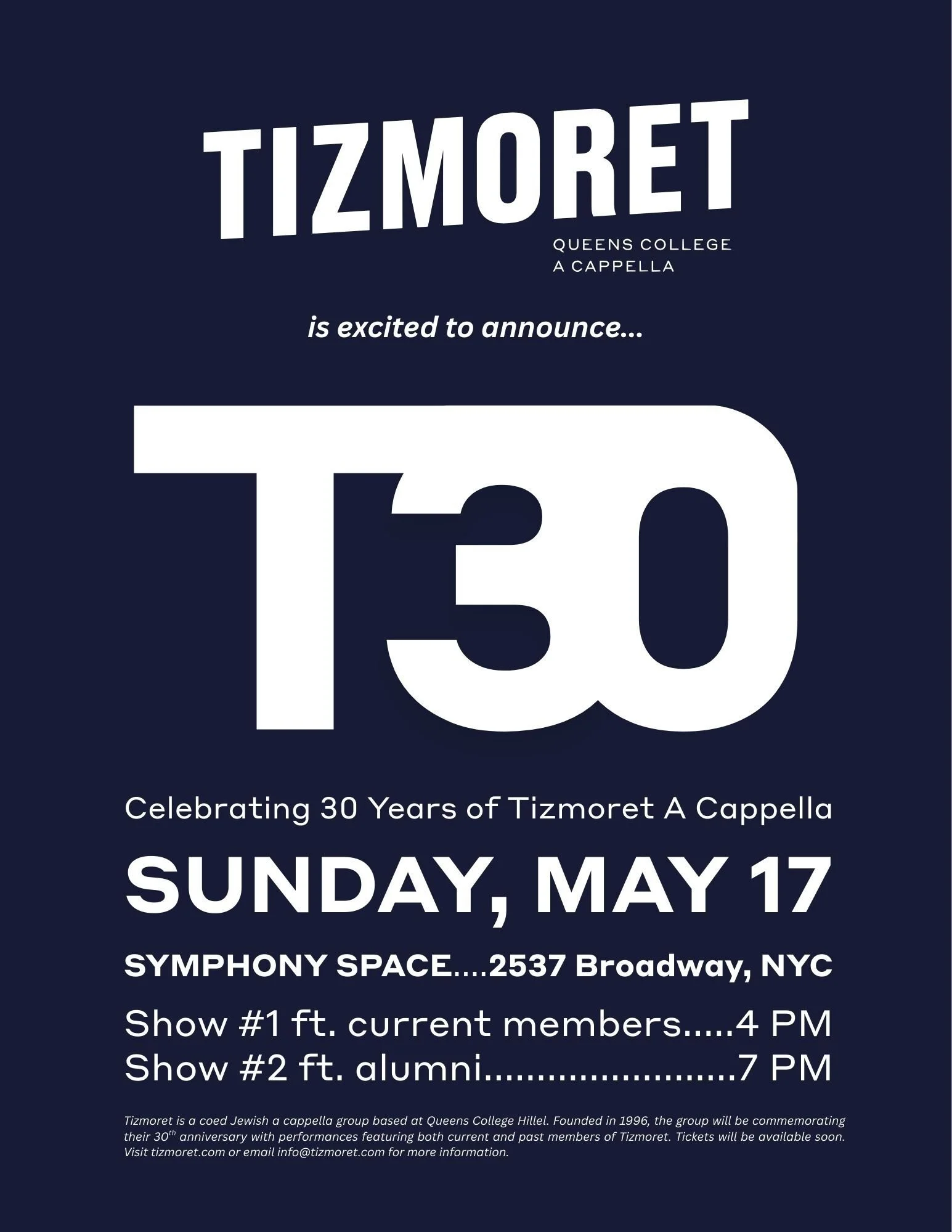 Tizmoret T30: Celebrating 30 Years of Timoret A Cappella