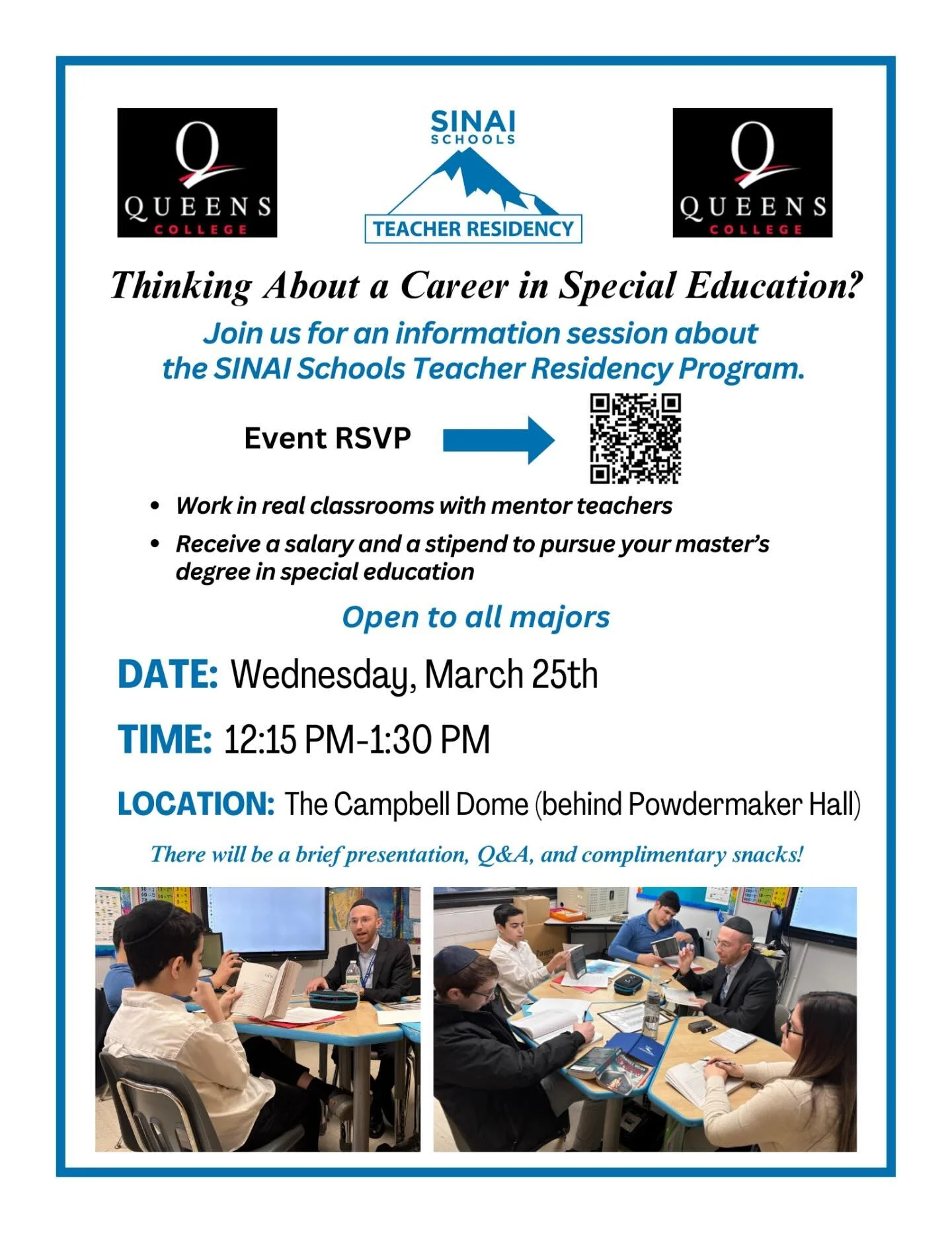 Job Opportunity! The SINAI Schools Teacher Residency Program is Open to all majors, no teaching experience required!