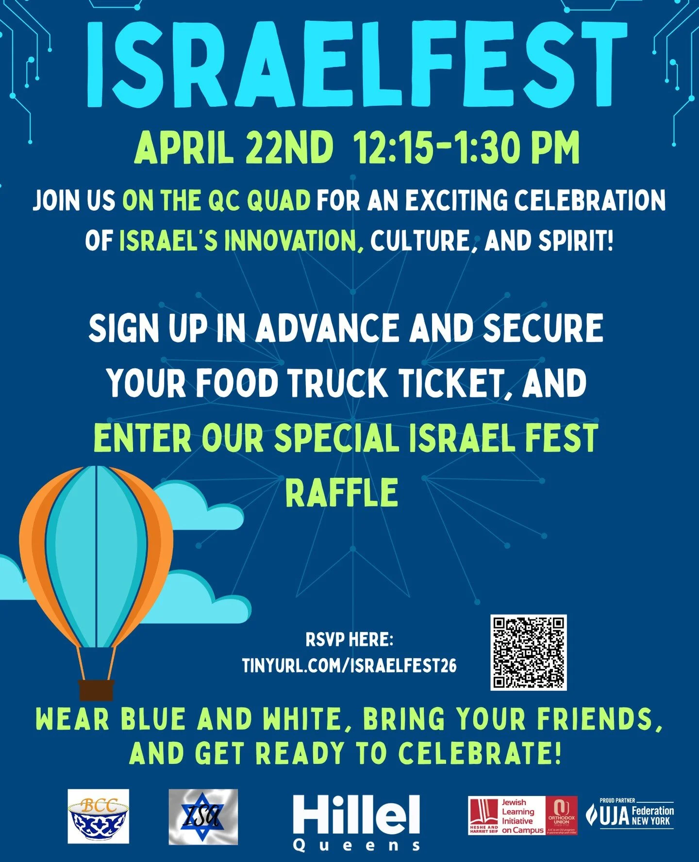 ➡️ Sign up in advance to reserve your KOSHER FOOD TRUCK ticket!⁠
⁠
🤩Now ALSO featuring a ROCK CLIMBING inflatable! ⁠
⁠
Art❣️, Music🎶, Israeli Innovations🔭, sunshine☀️, good friends, good vibes and so much more!