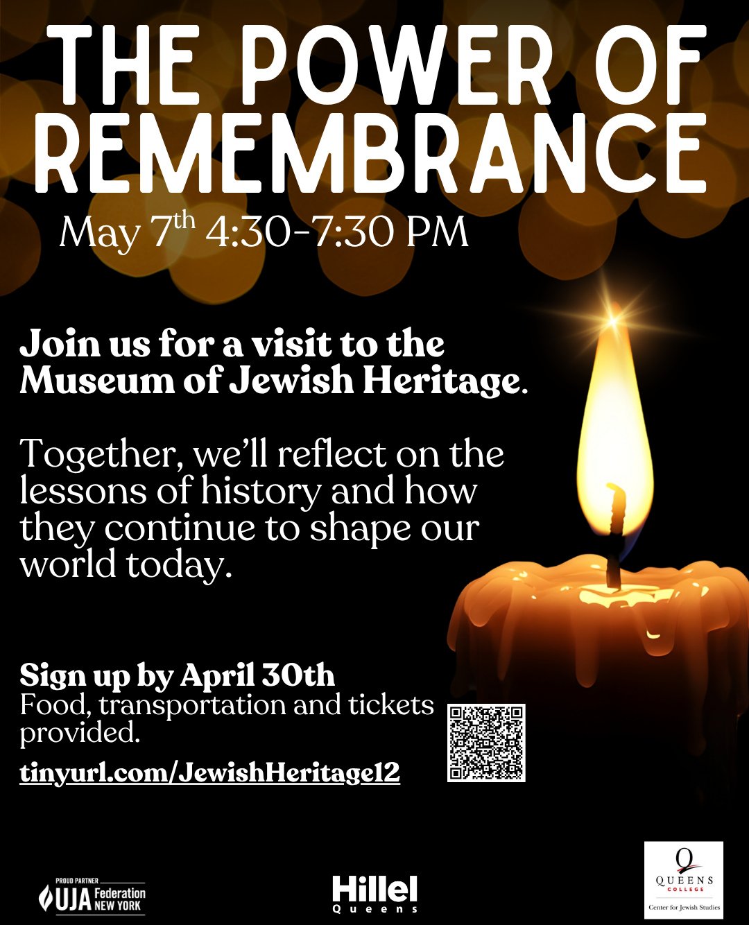Join us for an outing to the Museum of Jewish Heritage. 🕯️⁠
⁠
Together, we'll reflect on the lessons of history and how they continue to shape our world today. ⁠
⁠
RSVP is required and food, transportation and tickets are provided.