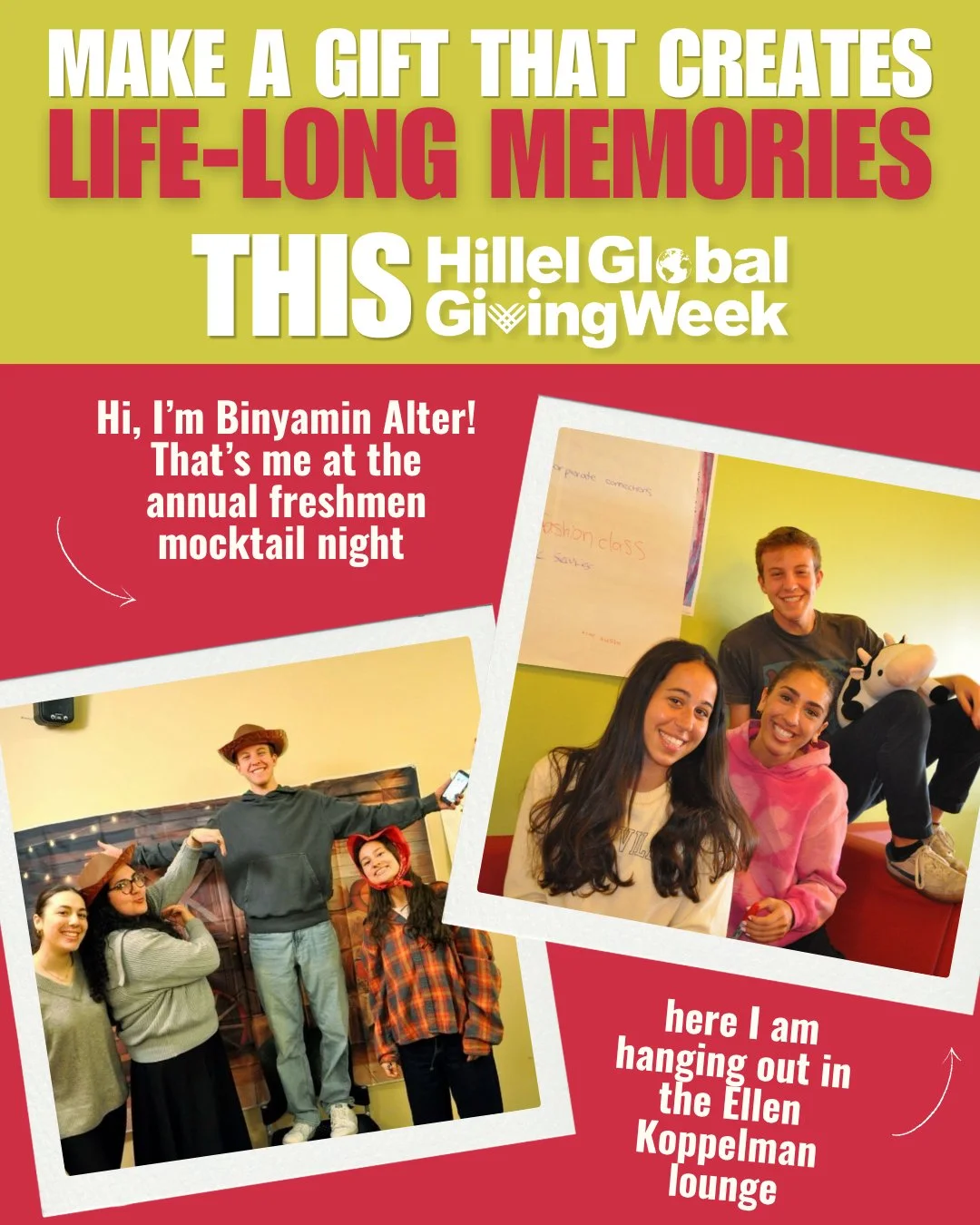 Your gift = DOUBLE the impact this week 💥⁠
Support Jewish students like me who show up, step up, and build Jewish life on campus every day ⁠
Join hundreds of community members, alumni, parents, and students who are supporting a brighter Jewish life 