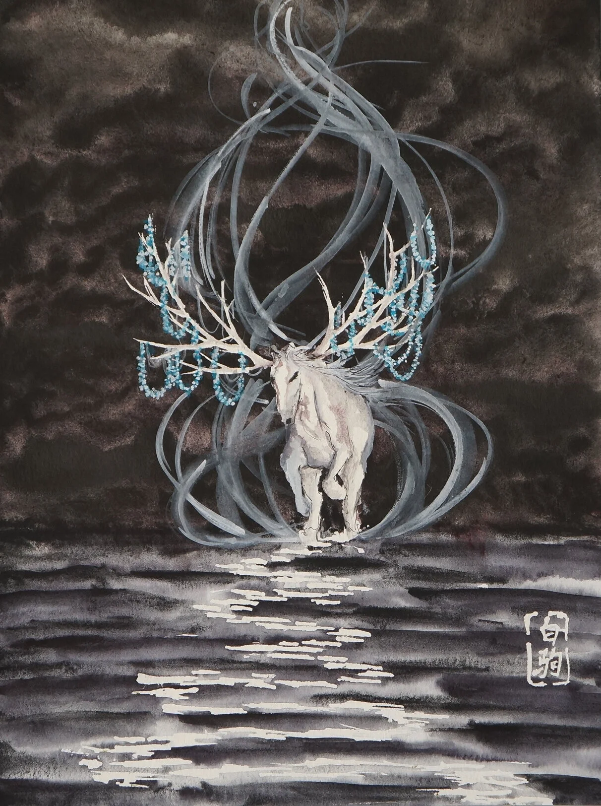 Pale Rider (2016), 11" x 15", Mixed Media on Paper, SOLD