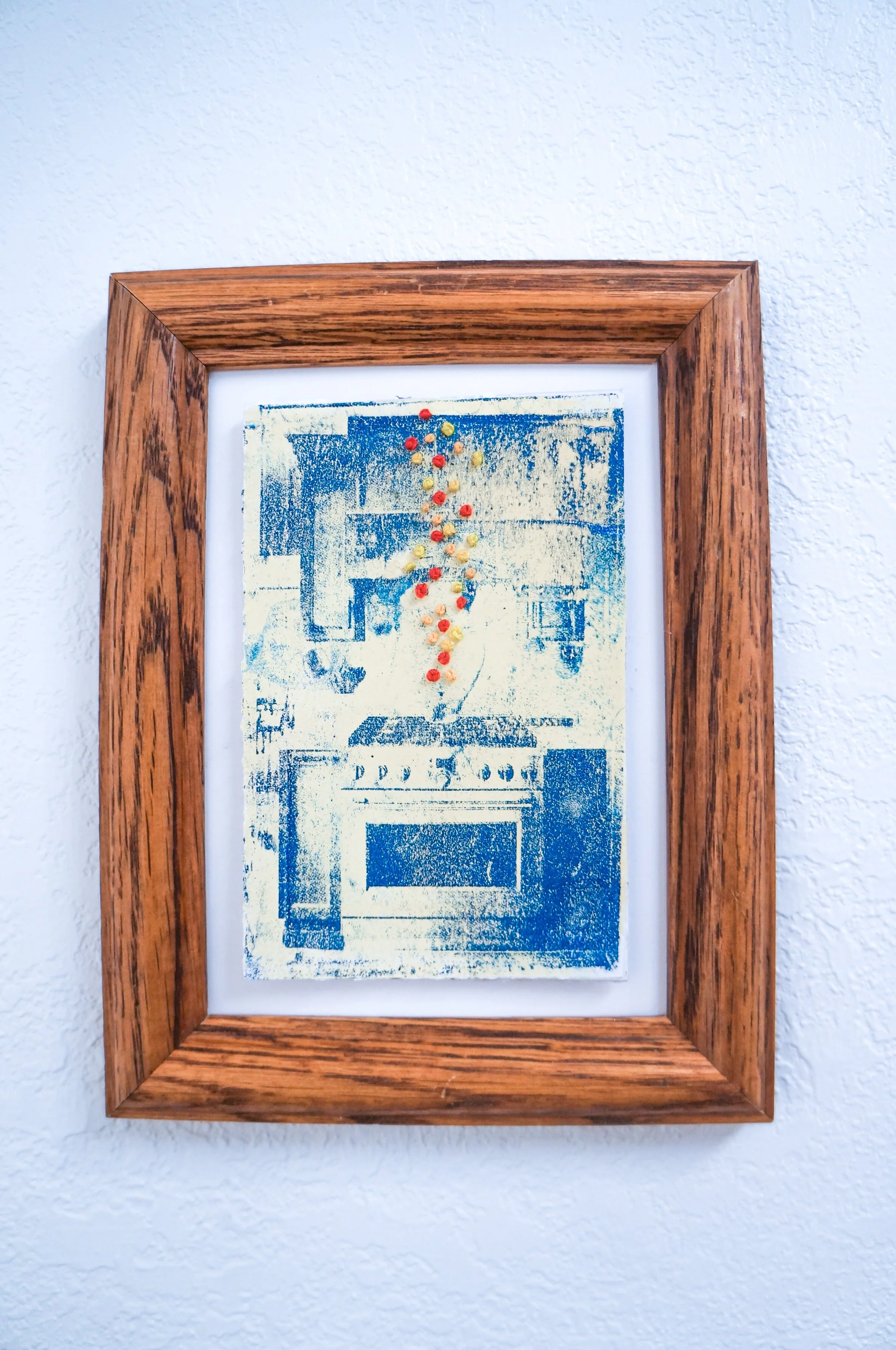 The Hearth is the God of Home
Approx. 4” x 6”
Gelplate image transfer on paper with embroidery
$85
