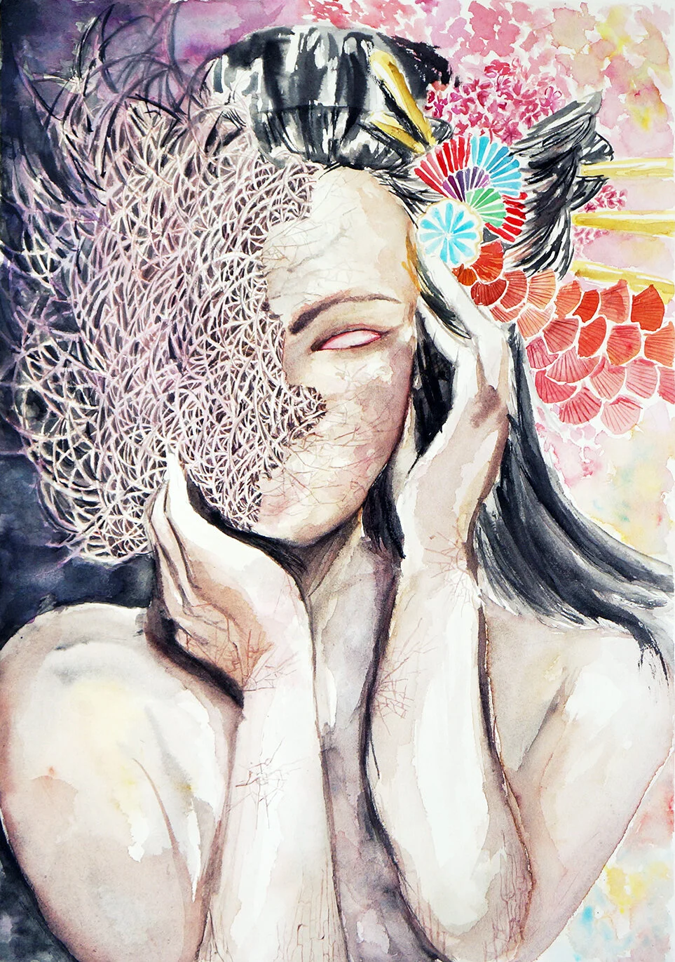 Overgrown (2017), 15" x 22", Watercolor on Paper, SOLD