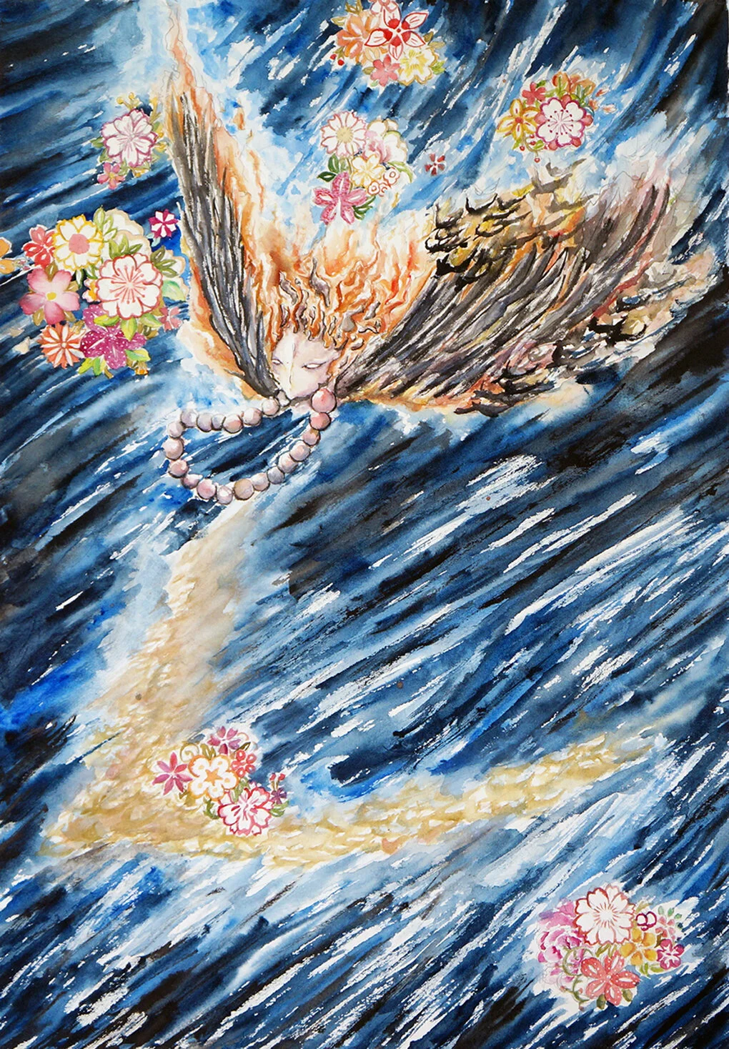 Night Flight (2017), 15" x 22", Watercolor on Paper, $1,050