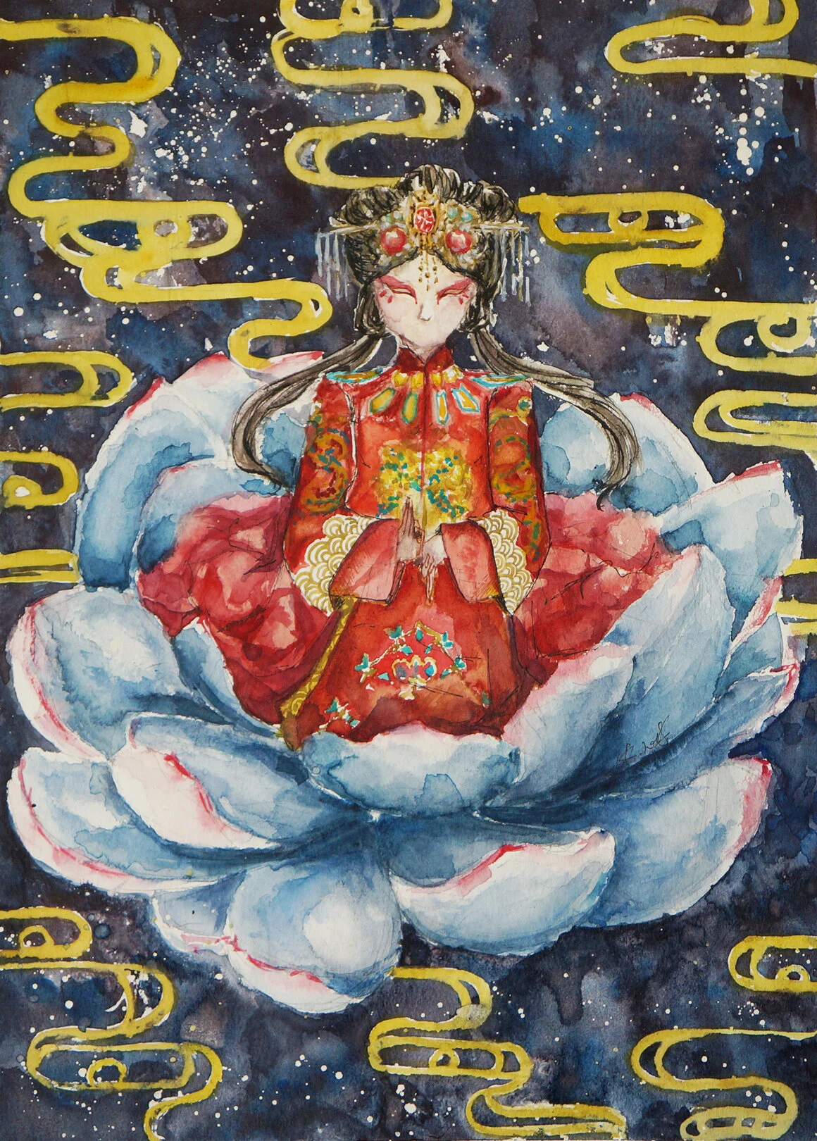 Divine Bride (2017), 11" x 15", Mixed Media on Paper, $500