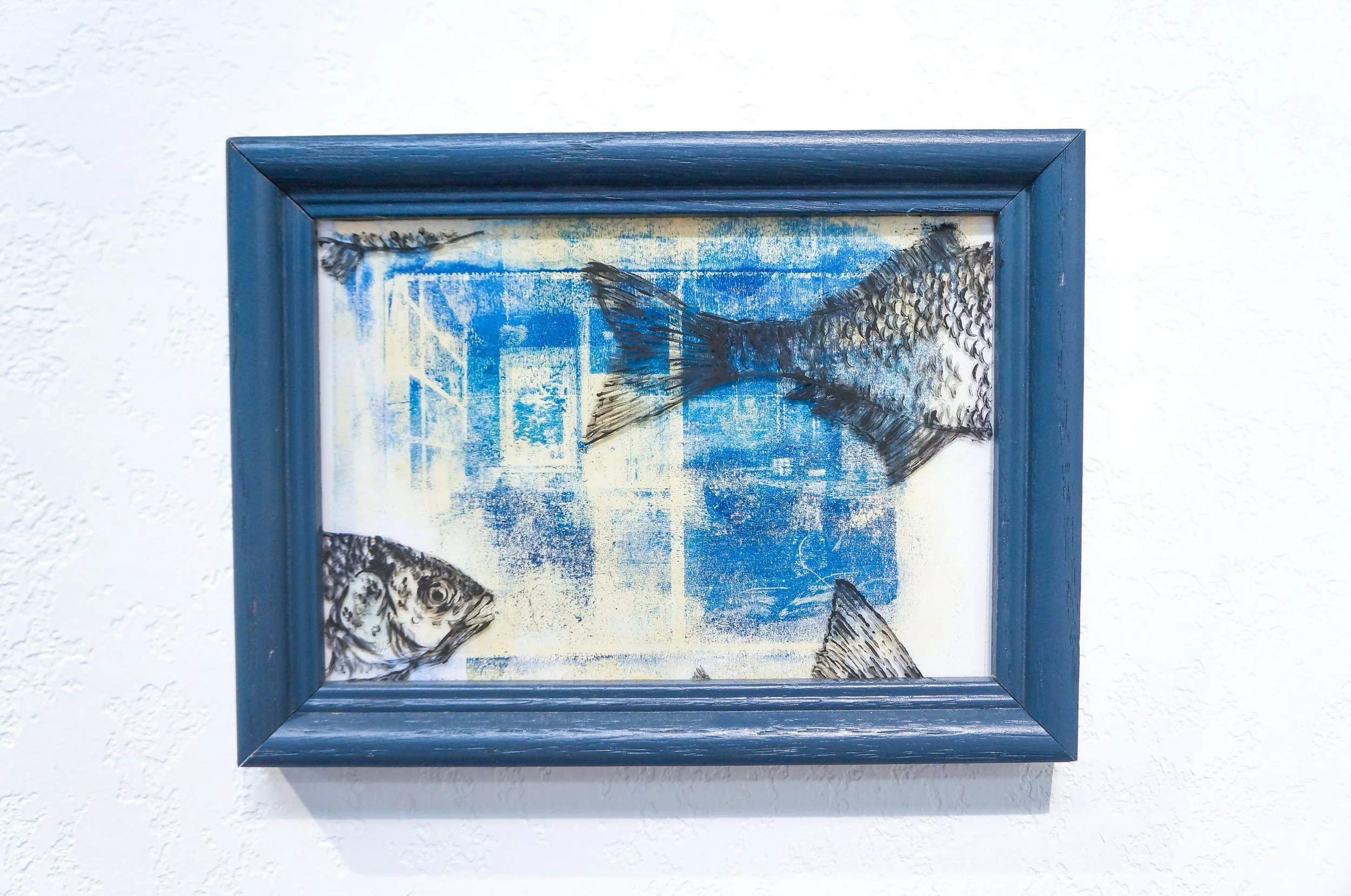 Seven Seconds of Love
Approx. 4” x 6”
Gelplate image transfer with acrylic paint on glass
$85
