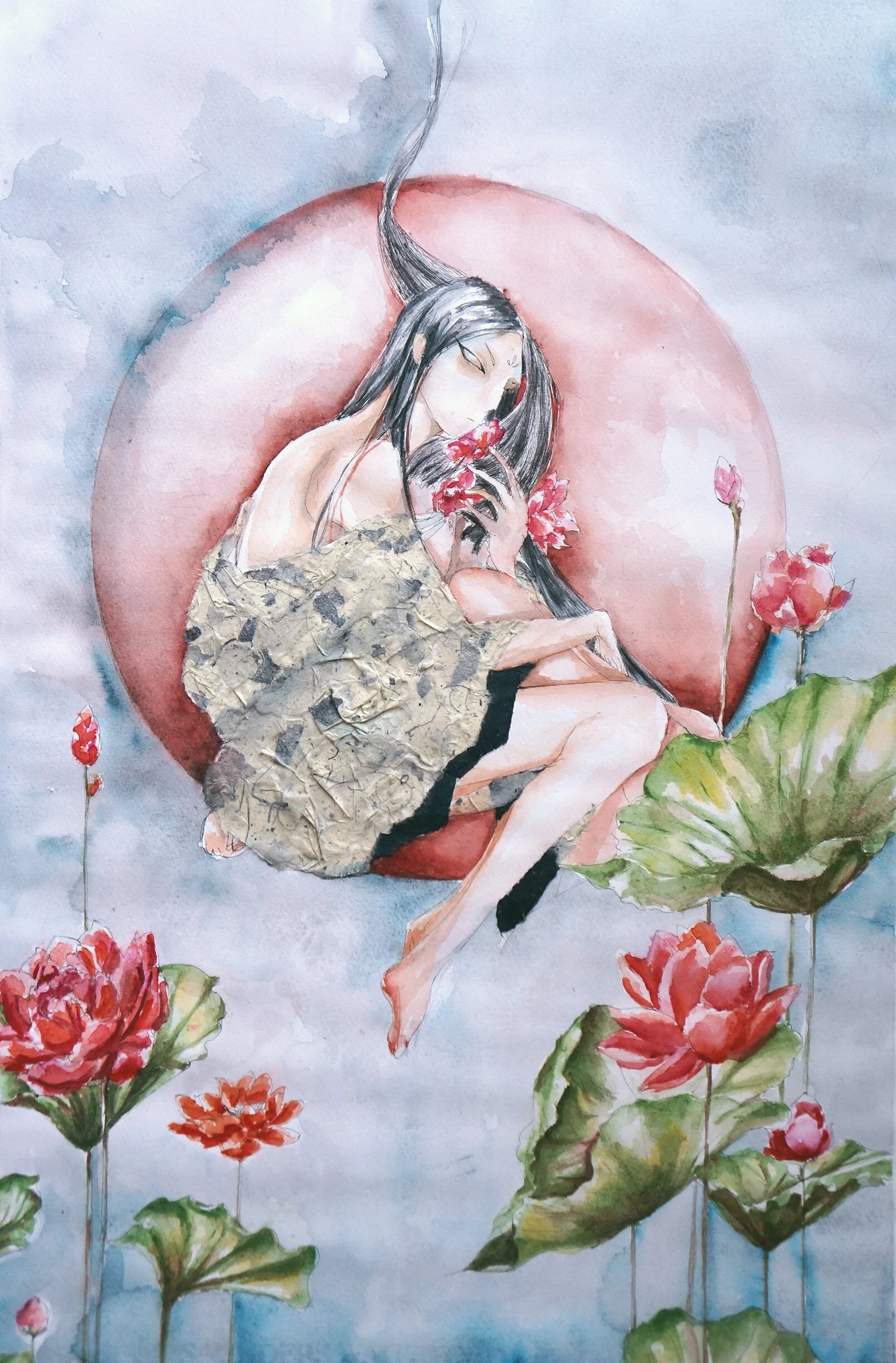 Motherhood (2019), 15" x 22", Mixed Media on Paper, SOLD