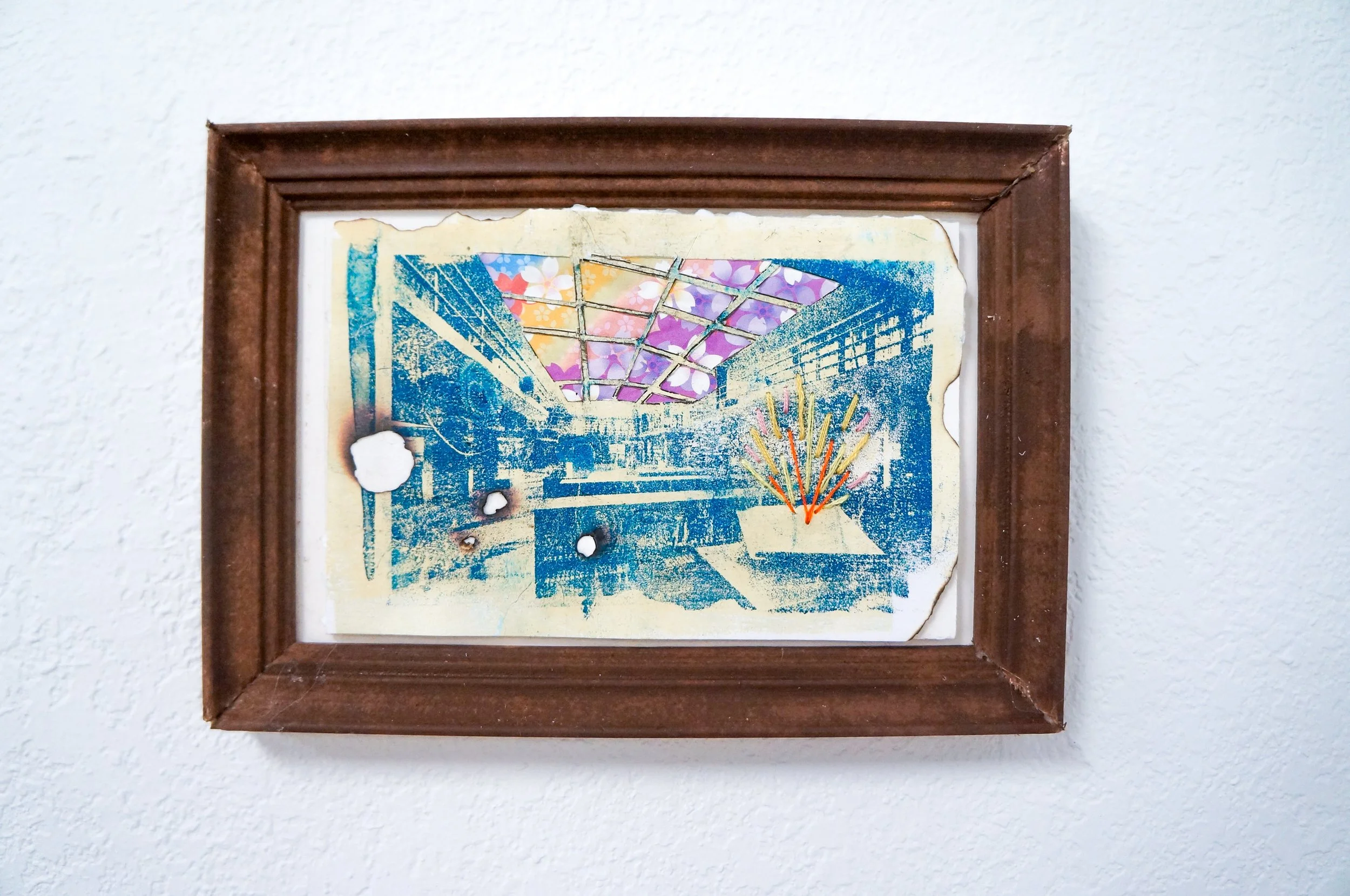 Finite Incantem
Approx. 4” x 6”
Gelplate image transfer on paper with embroidery
$85