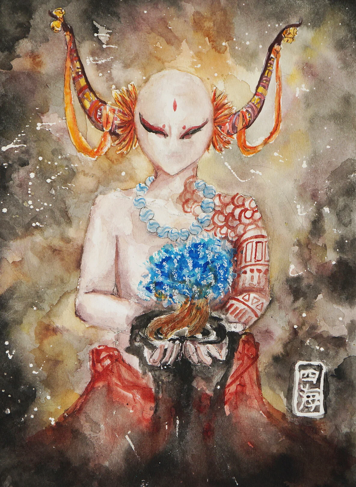 Origin From the Water (2017), 
Mixed Media on Paper