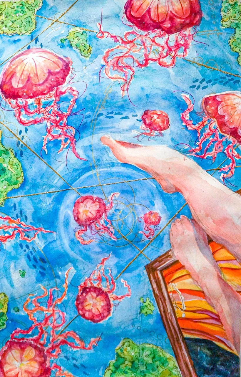 Where Are You Going (2022), Watercolor on Paper, 15"x22"