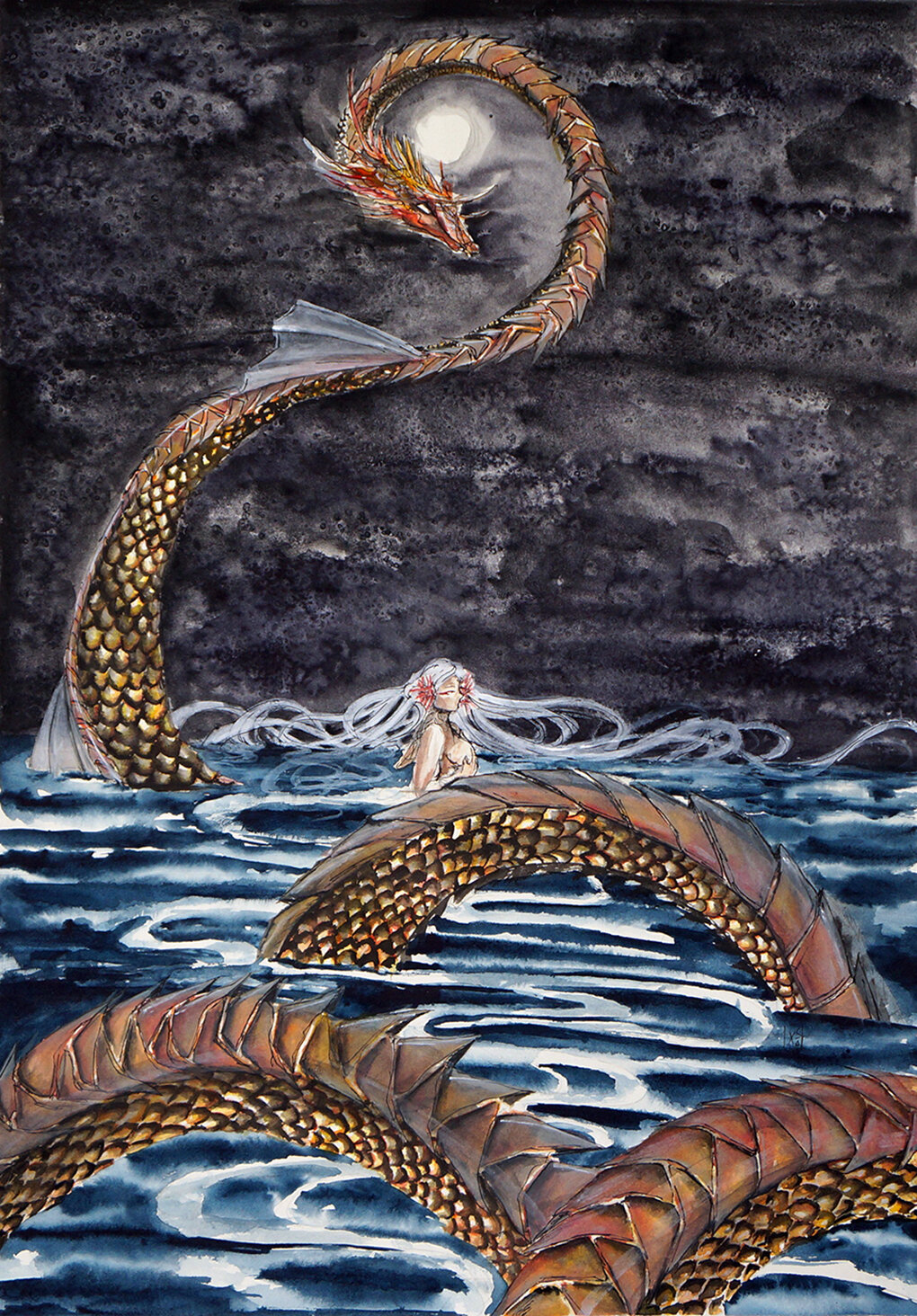 Entrampment (2017), 15" x 22", Watercolor on Paper, $1,050