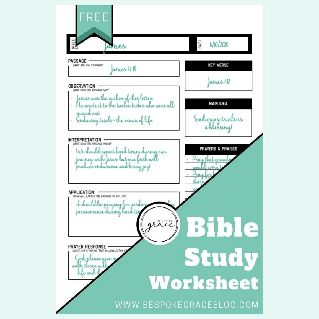 FREE Printable Bible Study Worksheet