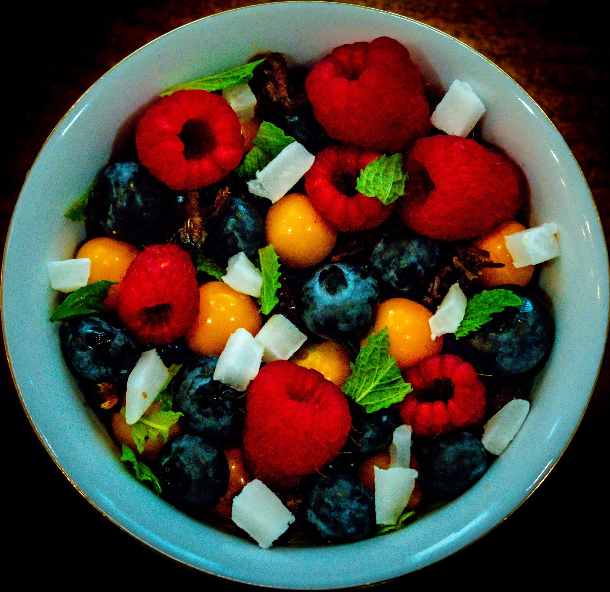 Mixed Berry Salad w/ Dates, Mint, & Agave Lime Glaze