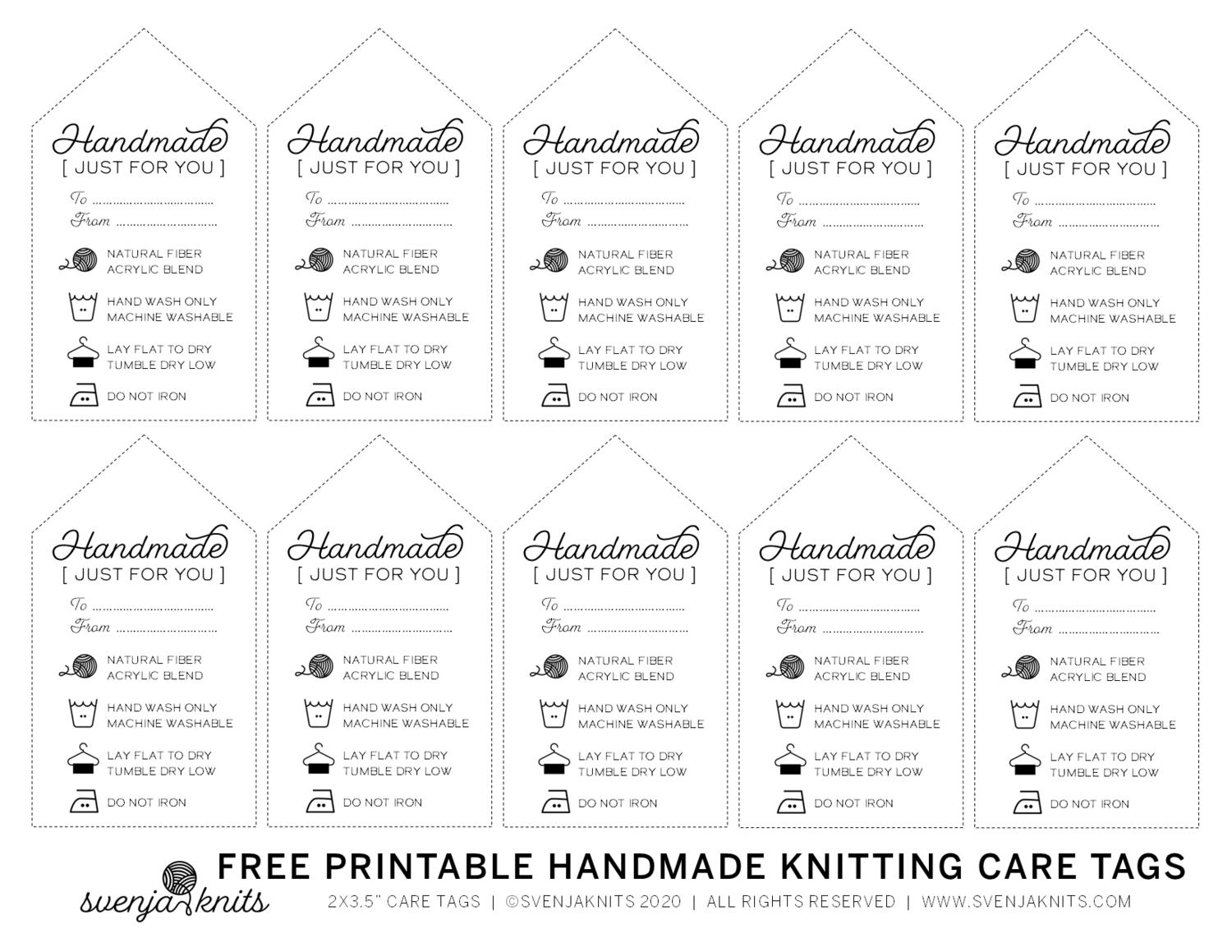 Free Download Printable Handmade Knitting Care Instructions Gift Present Svenjaknits