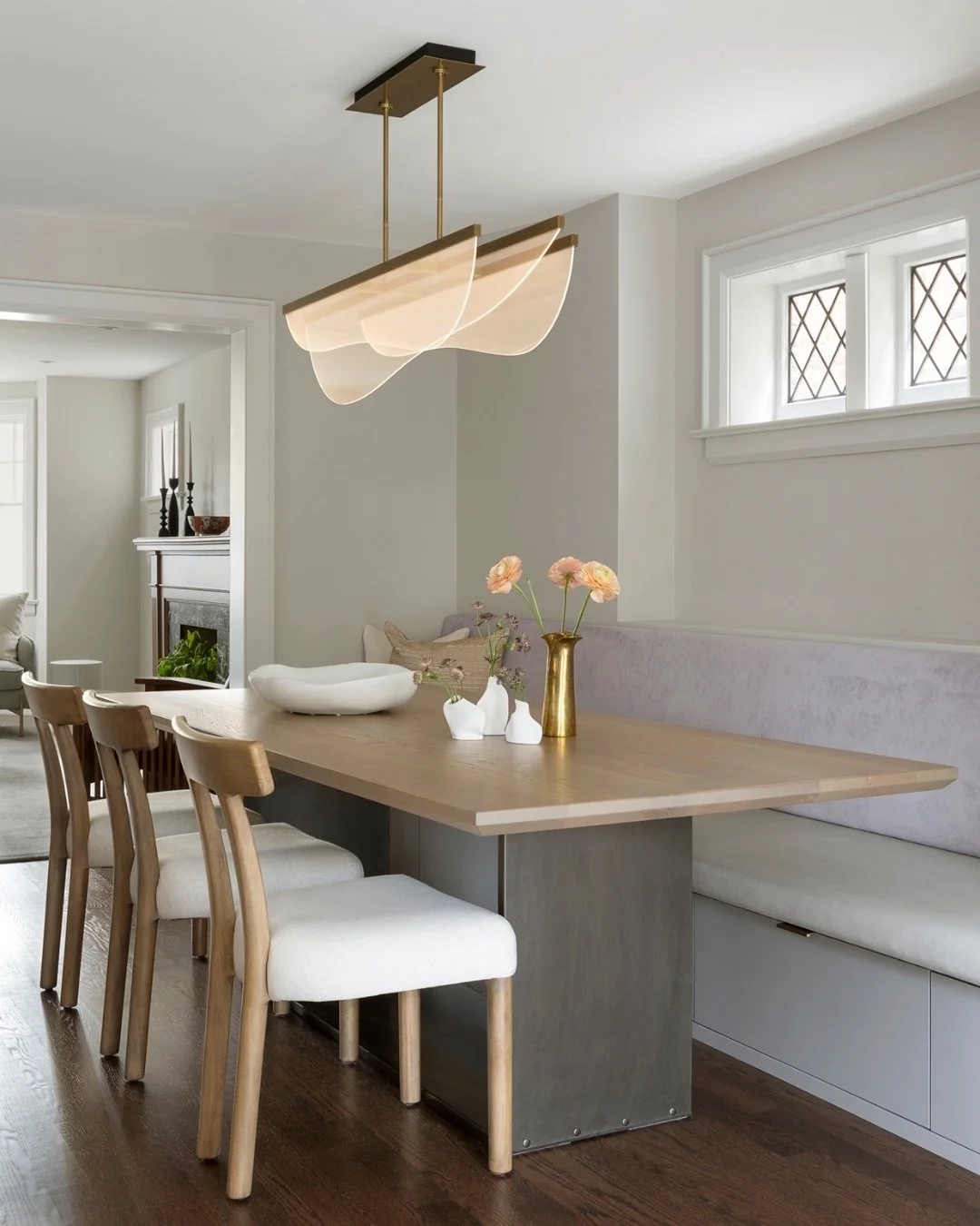 I almost always suggest a banquette when space is tight. It&rsquo;s one of those things that just works. You can fit more people, you don&rsquo;t lose space to chair movement, and it softens the room in a way individual chairs never really do.

For t