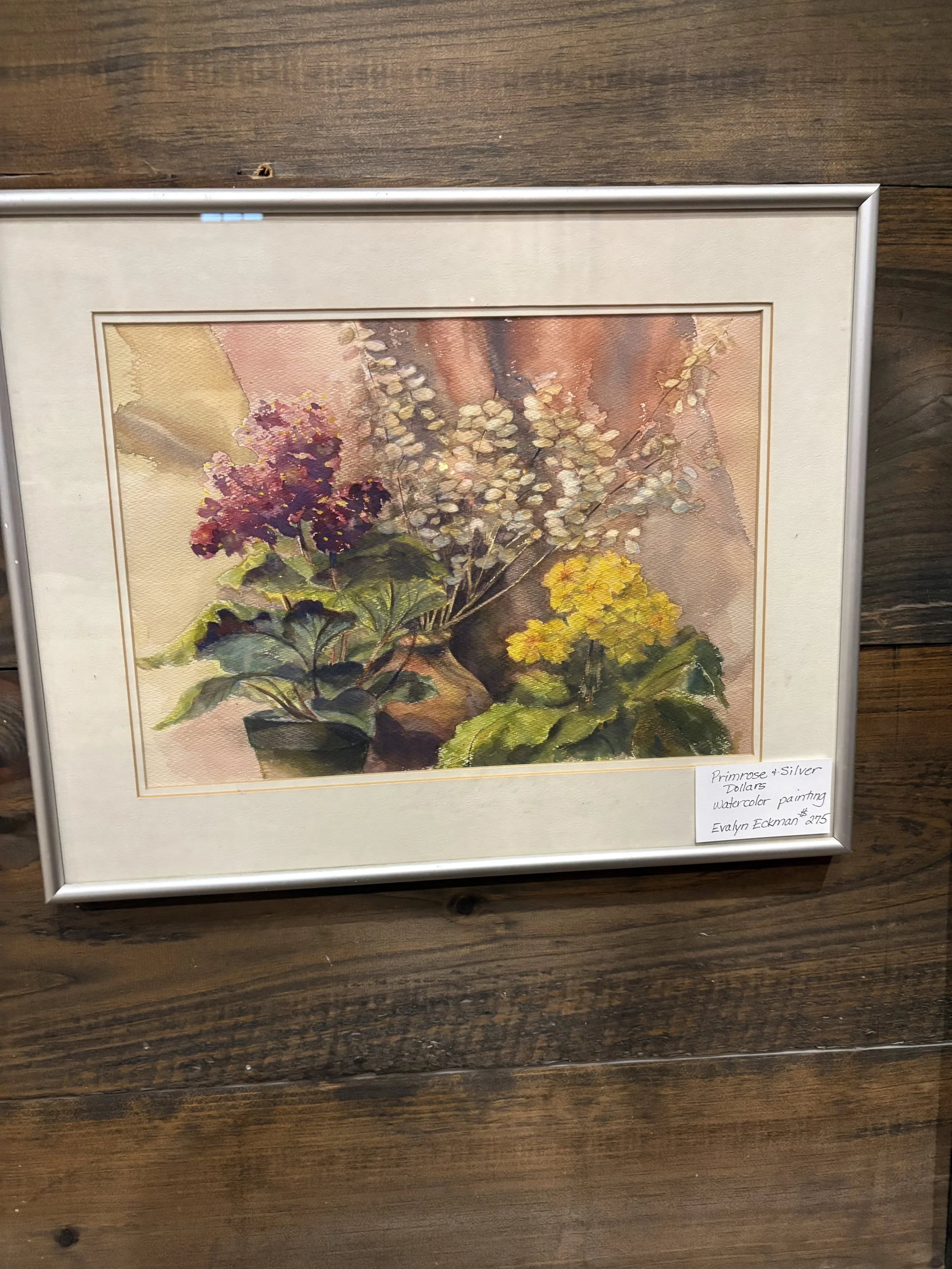 Primrose & Silver Dollars Watercolor Print by Evelyn Eckman - 20x16