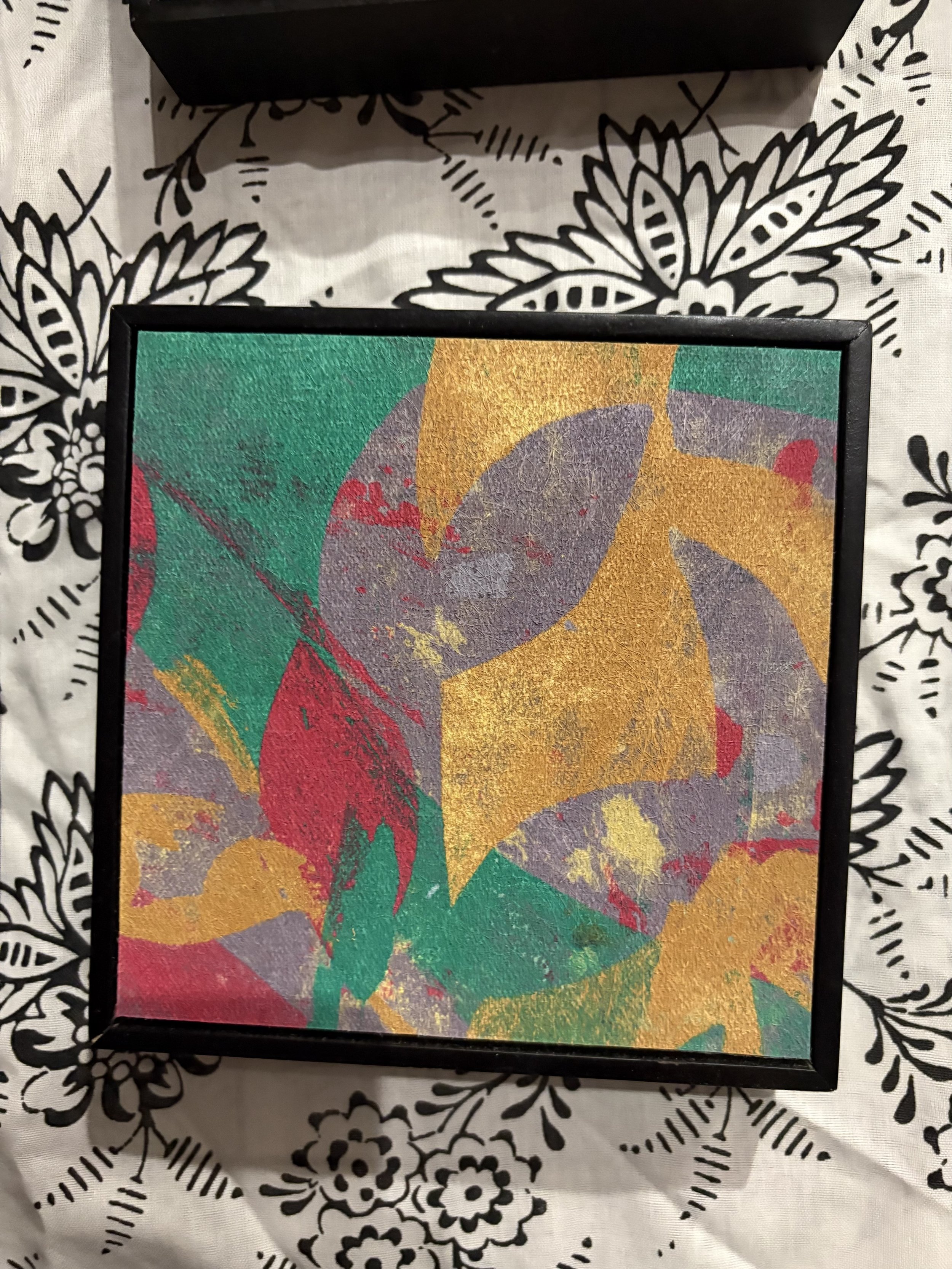Vibrant Abstract Canvas Art with Black Frame by Stephen Koelsh