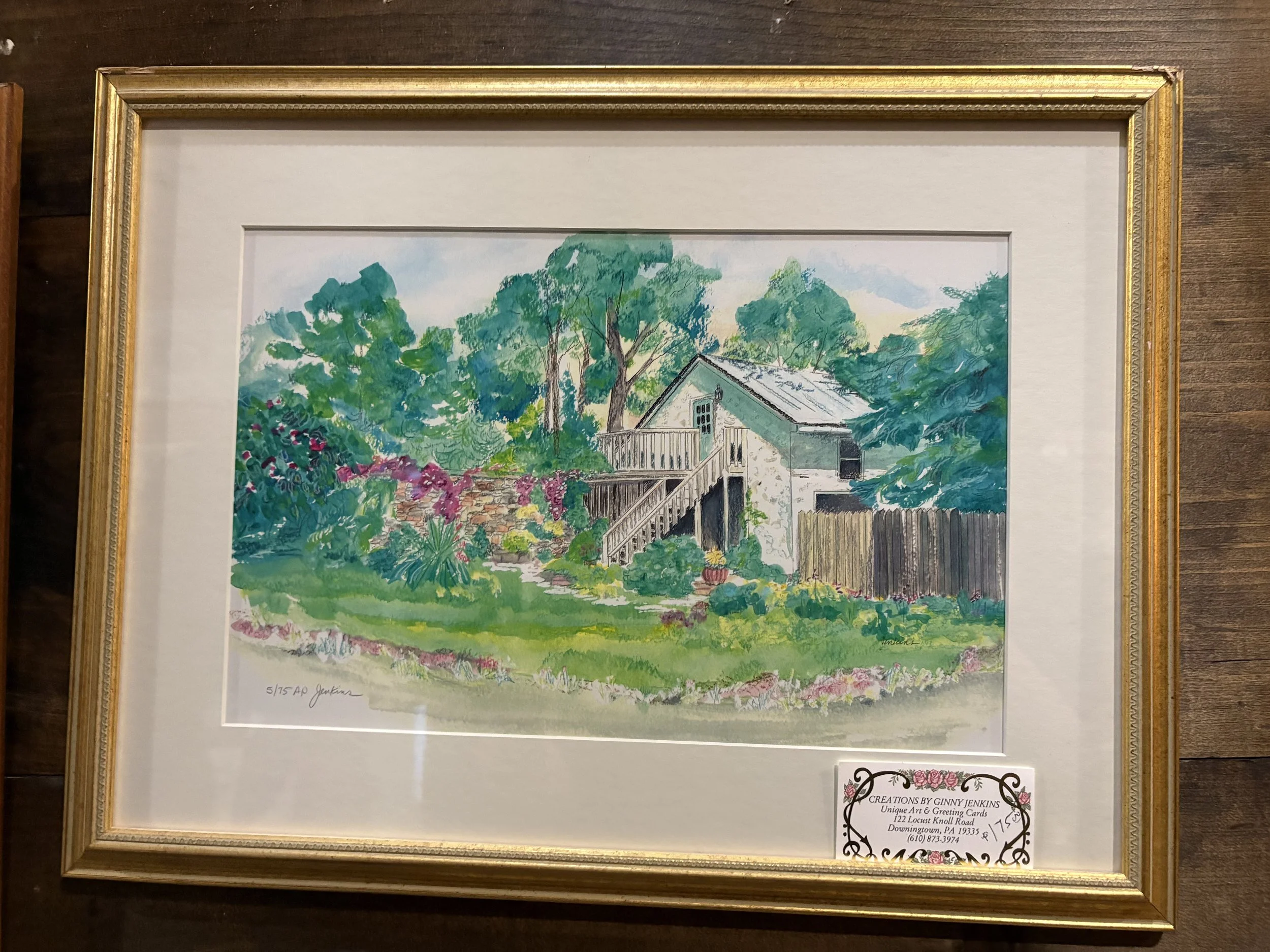 Framed Watercolor Garden Landscape