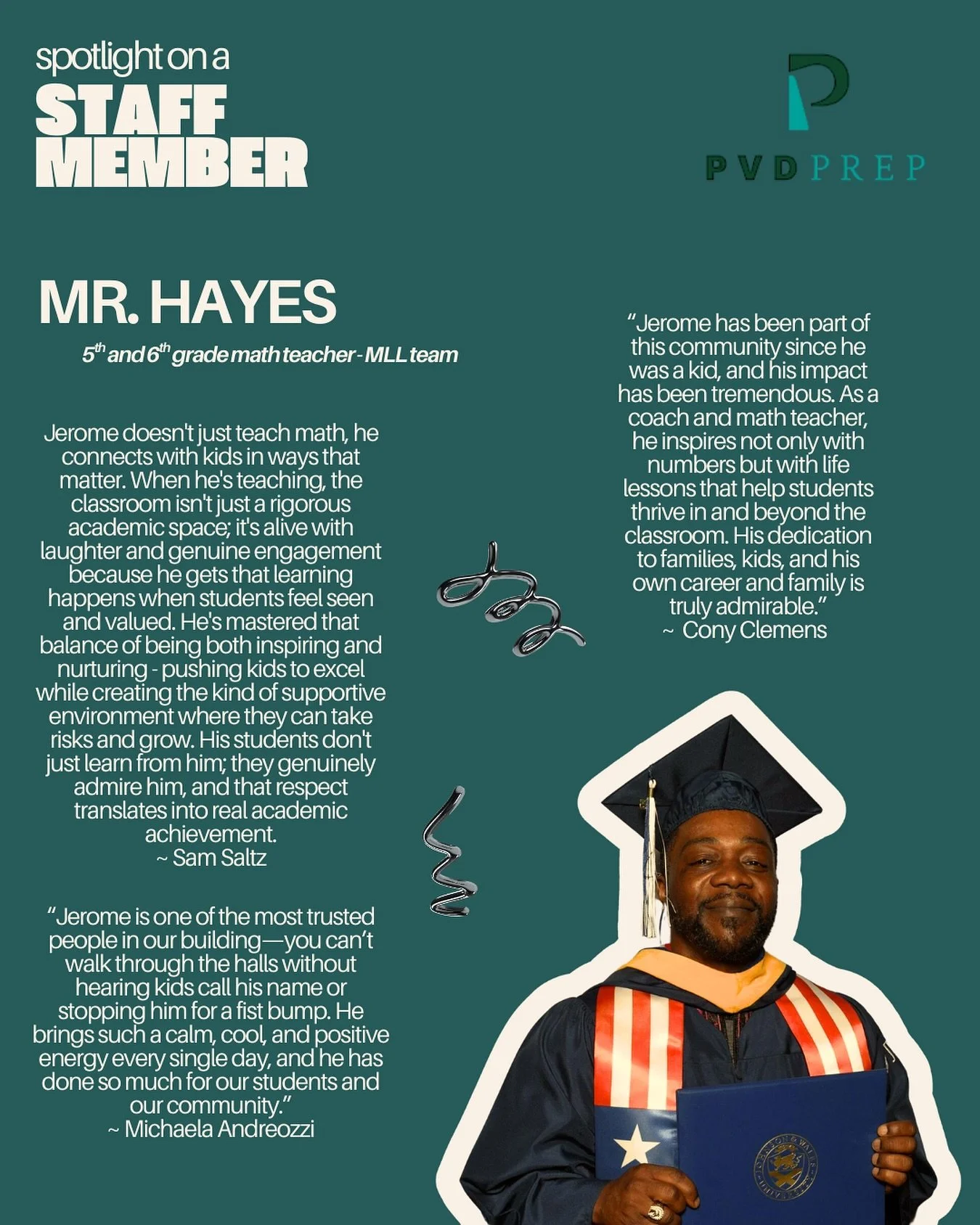✨ Staff Spotlight ✨
This month we&rsquo;re celebrating Mr. Jerome Hayes, our 5th &amp; 6th grade math teacher on the MLL team.

Mr. Hayes brings so much more than math to his classroom&mdash;he connects with students through laughter, positivity, and