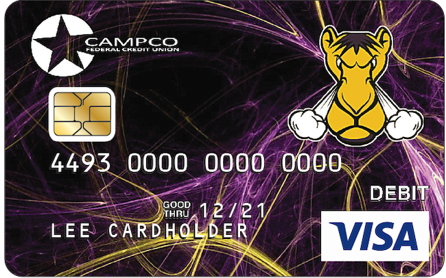 Purple and yellow team Debit Card