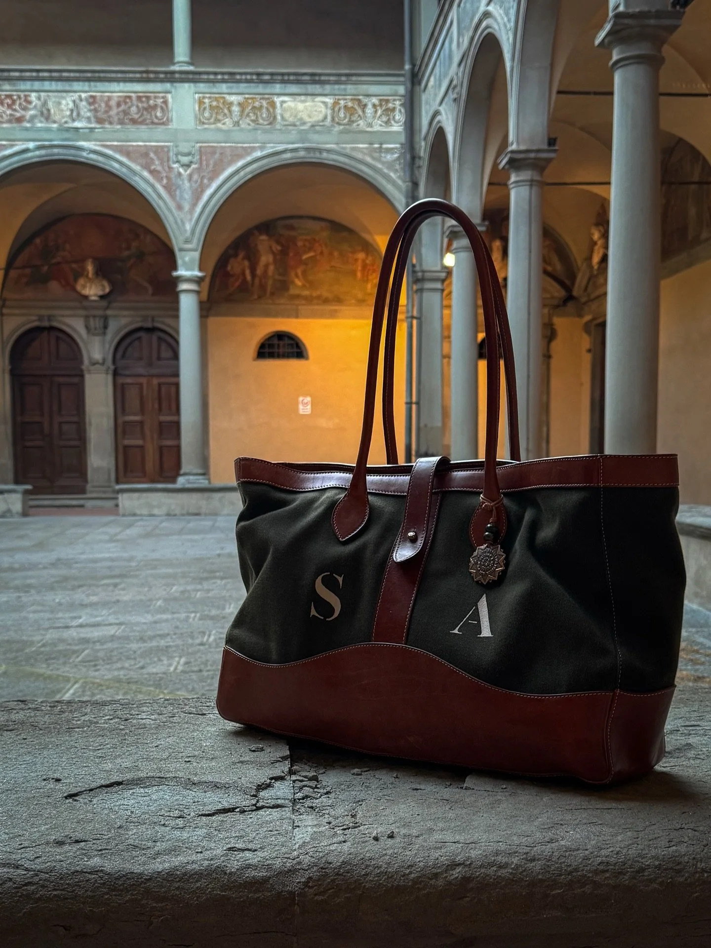 It&rsquo;s always a matter of context. 
//
While not directly inspired by any specific reference from medieval or Renaissance architecture, I designed our Monogramma Tote so that it would feel right at home in those environments just as it does on a 
