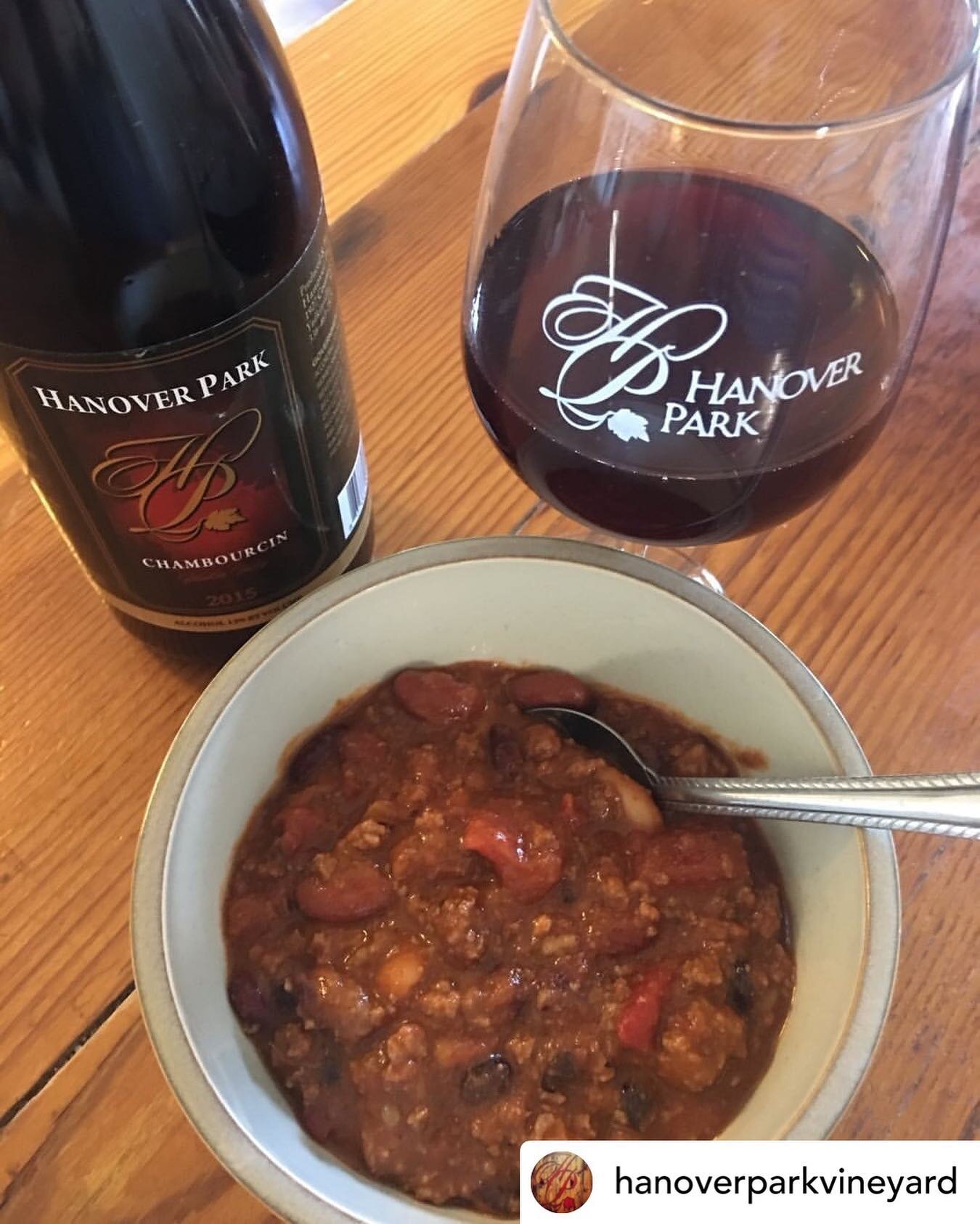 Posted @withregram &bull; @hanoverparkvineyard Please join us for our annual Chambourcin and Chili Day on Sunday, March 17th from 1-4pm. Come and enjoy a glass of our Chambourcin along with a bowl of Chili on the side for $15. Our friends Jayce and J