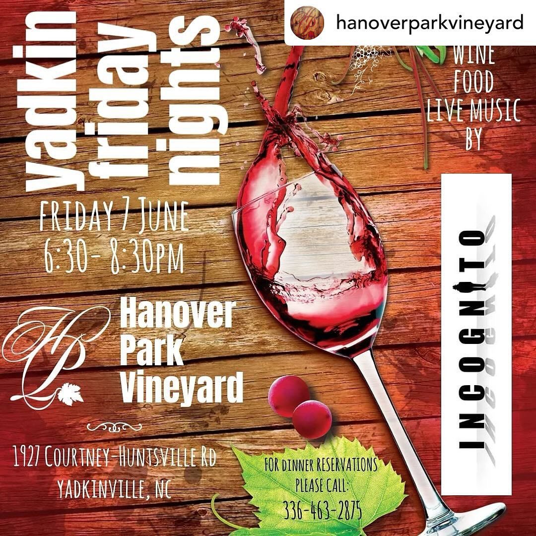 Posted @withregram &bull; @hanoverparkvineyard Join us on Fri June 7th!  Rain or Shine!
Charcuterie Plates will be available, please reserve yours now. $18. Hanoverp@hanoverparkwines.com
We look forward to seeing you soon! #hanoverparkvineyard #ncwin